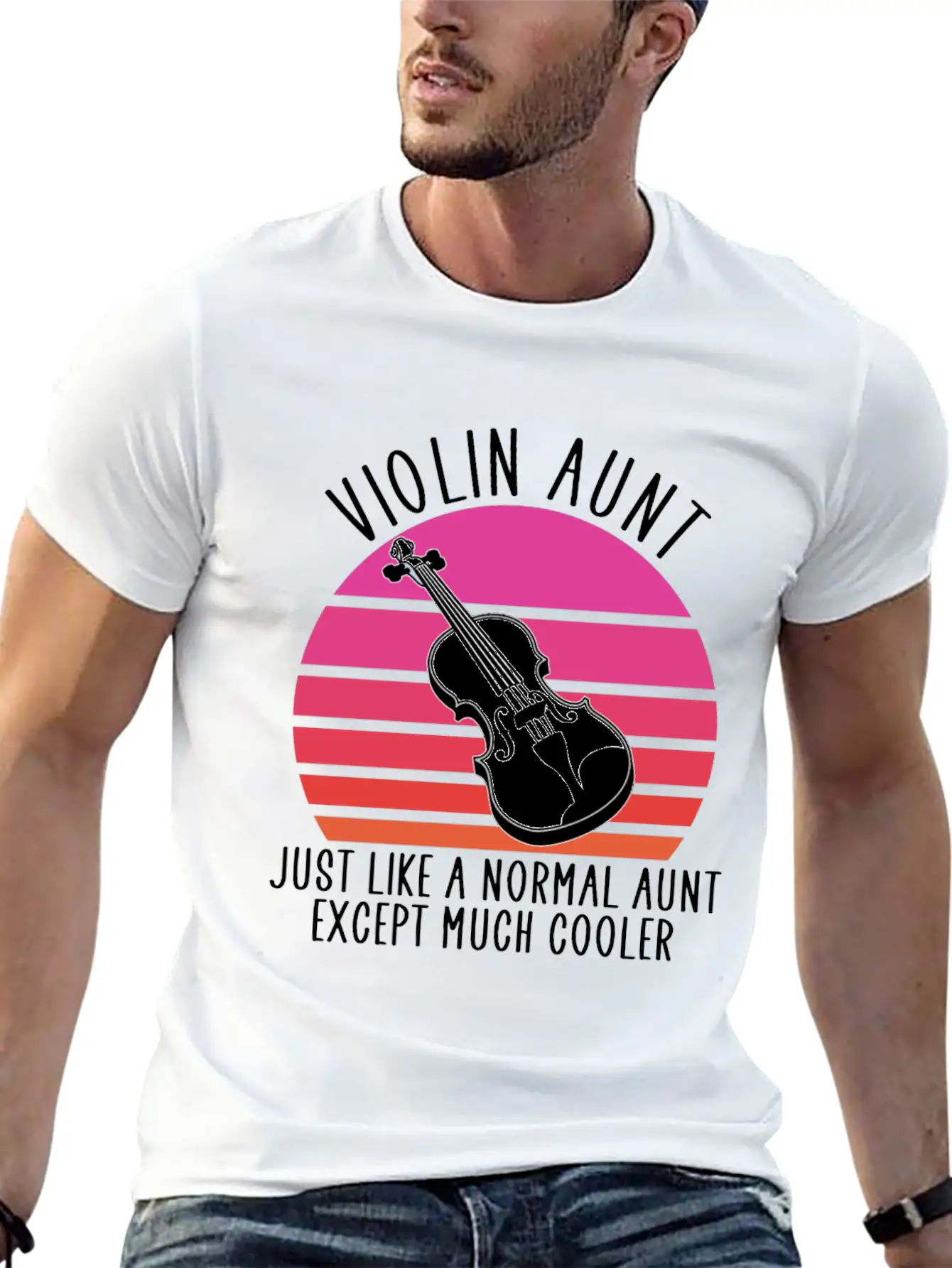 Violin Aunt Unisex Short Sleeve Soft Cotton T-Shirt – Casual Everyday Wear