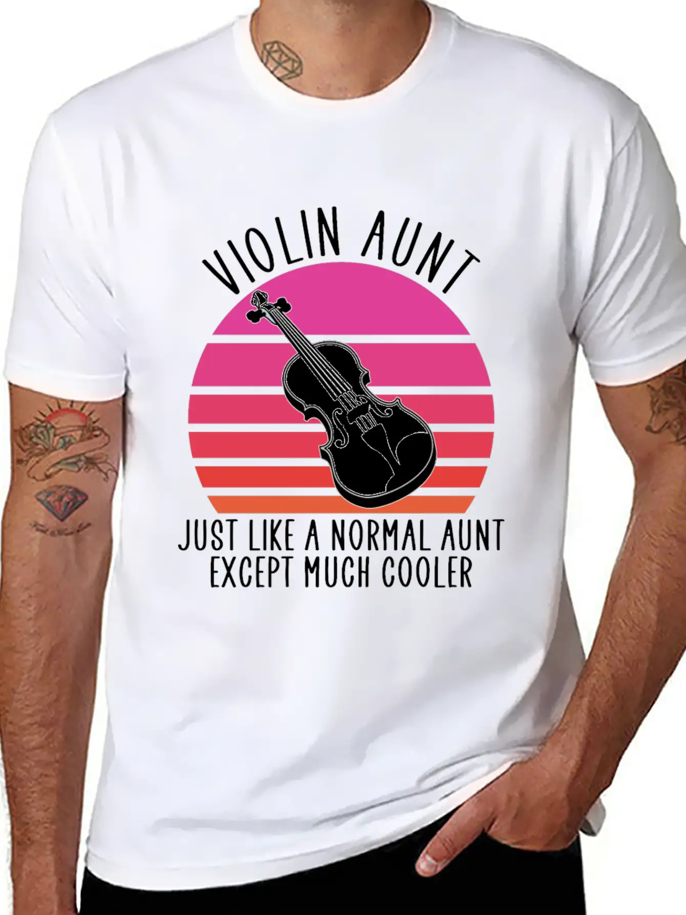 Violin Aunt Unisex Short Sleeve Soft Cotton T-Shirt – Casual Everyday Wear