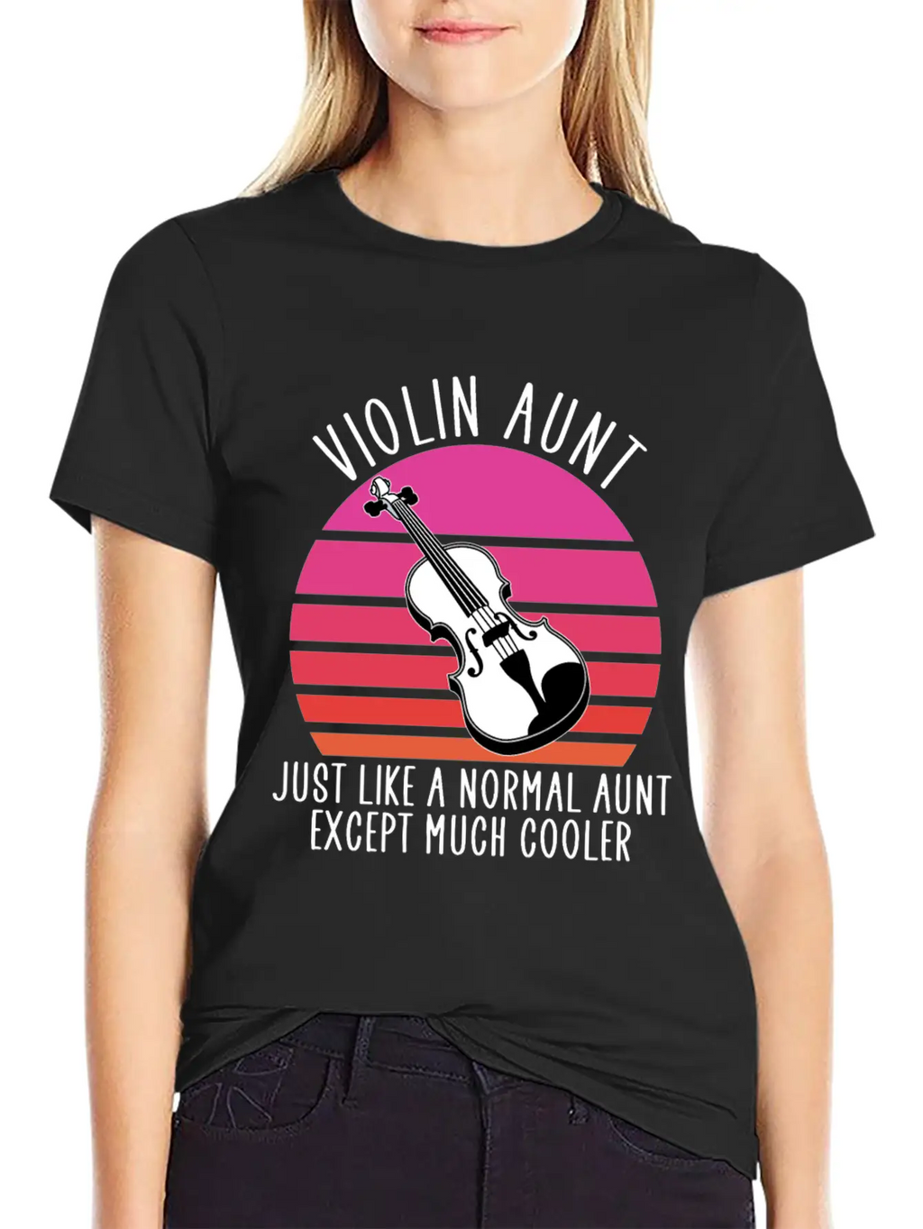 Violin Aunt Unisex Short Sleeve Soft Cotton T-Shirt – Casual Everyday Wear