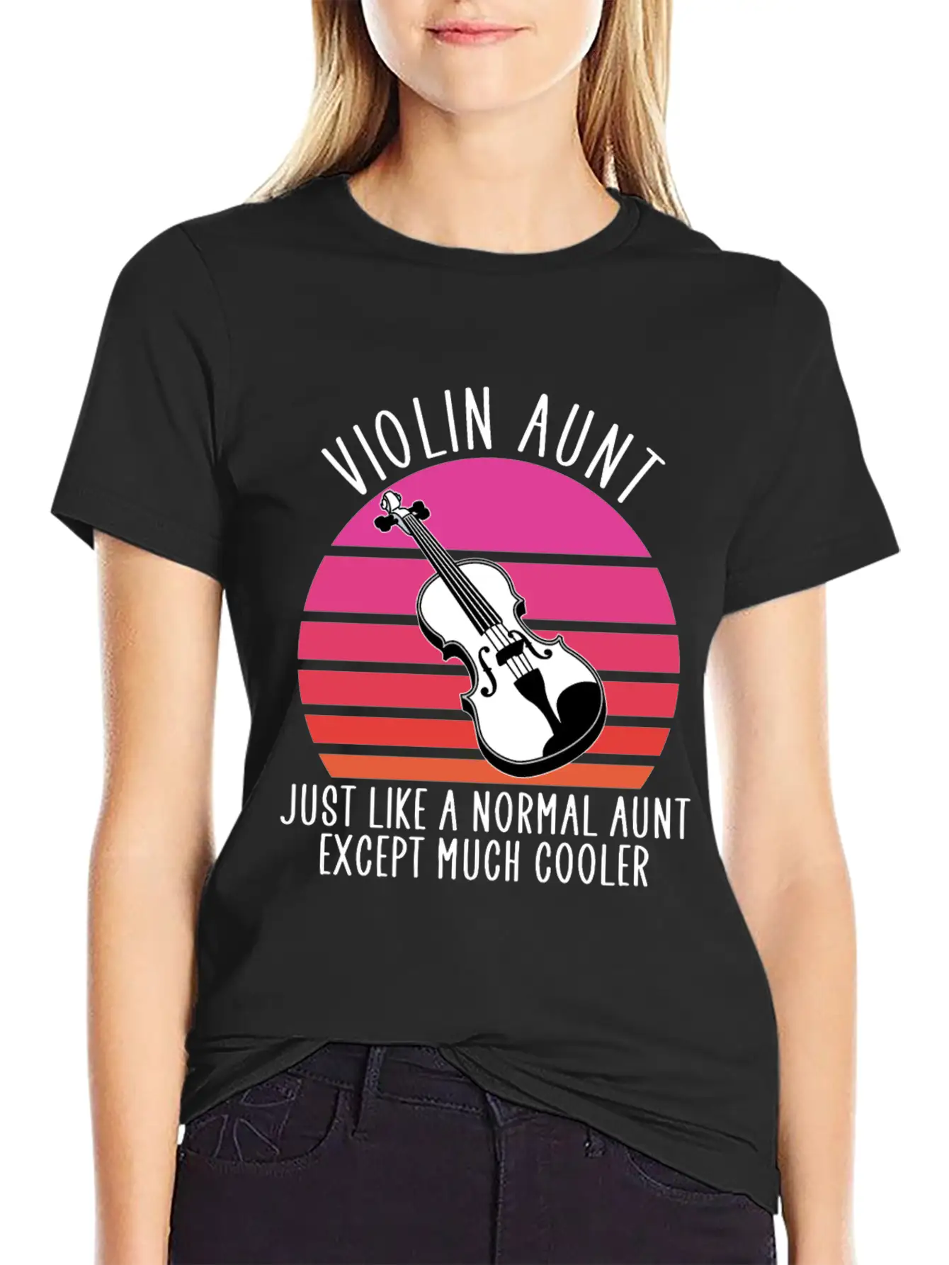 Violin Aunt Unisex Short Sleeve Soft Cotton T-Shirt – Casual Everyday Wear