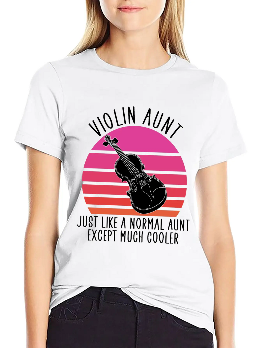 Violin Aunt Unisex Short Sleeve Soft Cotton T-Shirt – Casual Everyday Wear
