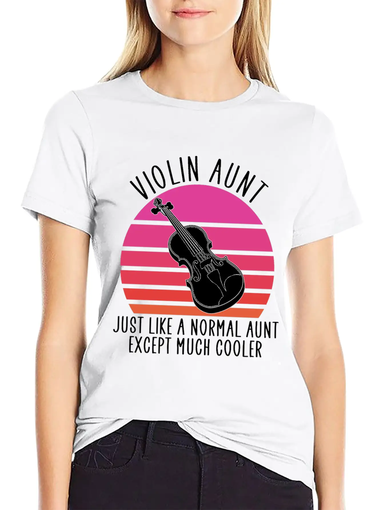 Violin Aunt Unisex Short Sleeve Soft Cotton T-Shirt – Casual Everyday Wear