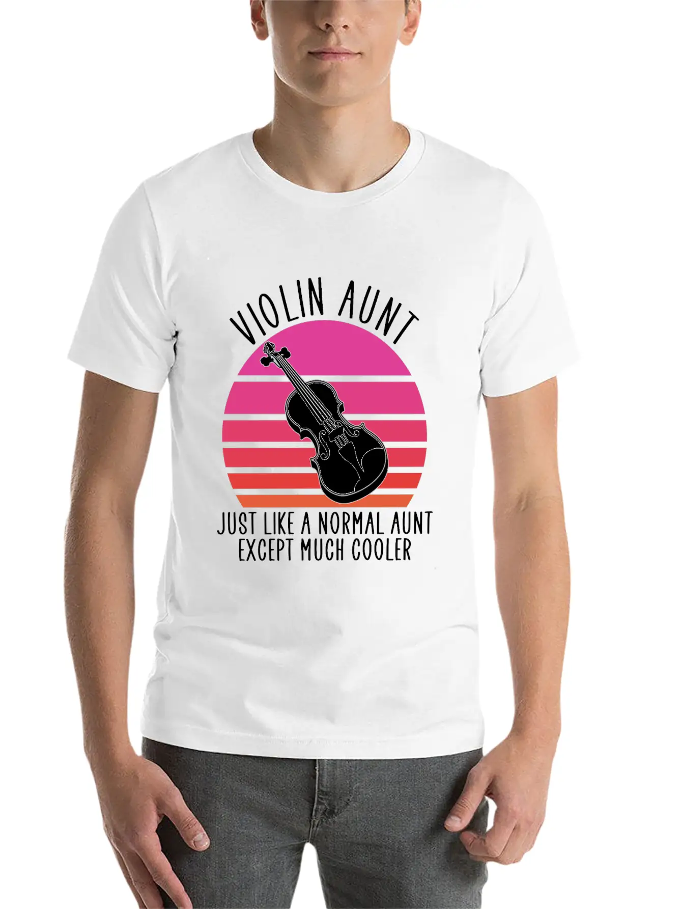 Violin Aunt Unisex Short Sleeve Soft Cotton T-Shirt – Casual Everyday Wear