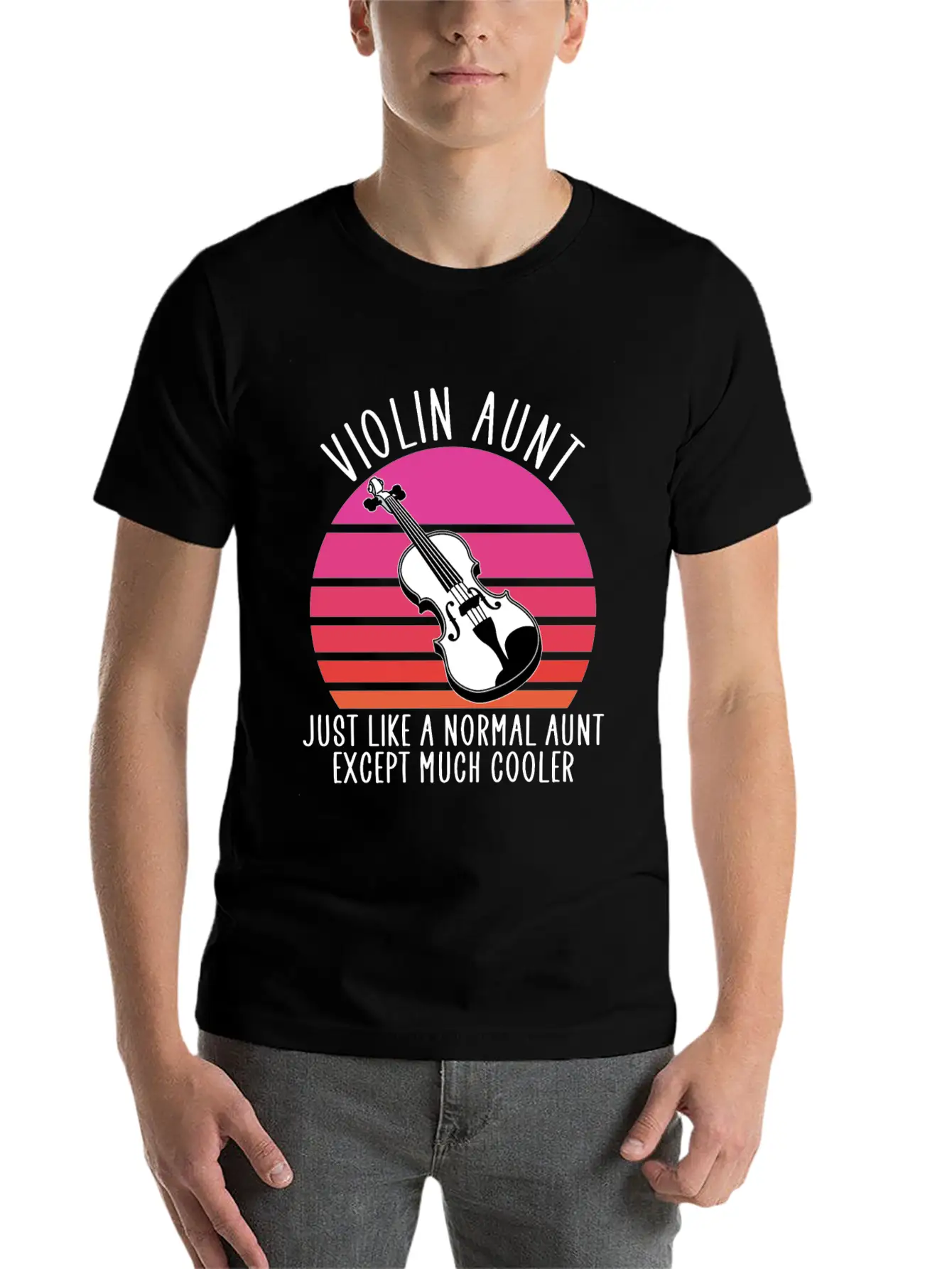 Violin Aunt Unisex Short Sleeve Soft Cotton T-Shirt – Casual Everyday Wear
