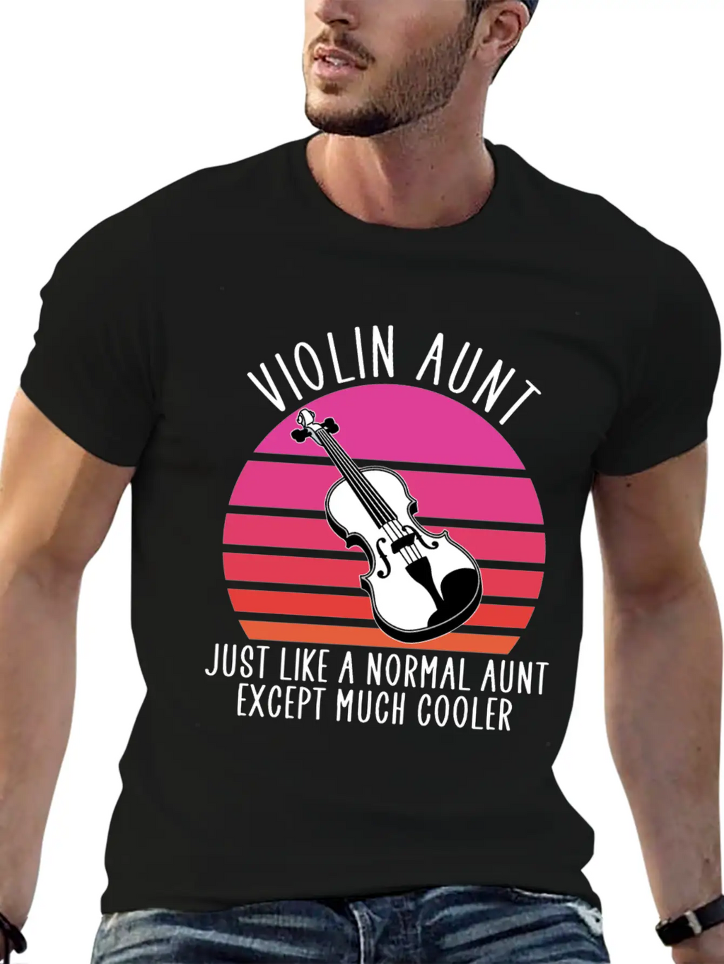 Violin Aunt Unisex Short Sleeve Soft Cotton T-Shirt – Casual Everyday Wear