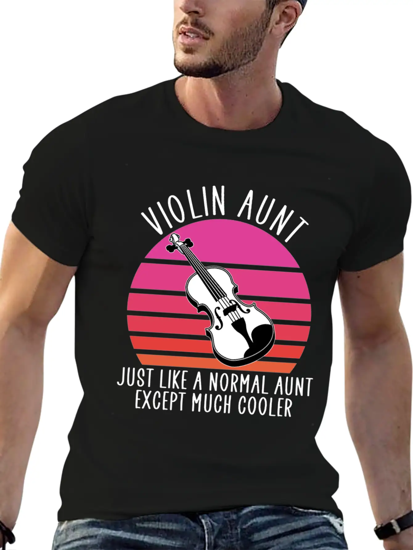 Violin Aunt Unisex Short Sleeve Soft Cotton T-Shirt – Casual Everyday Wear