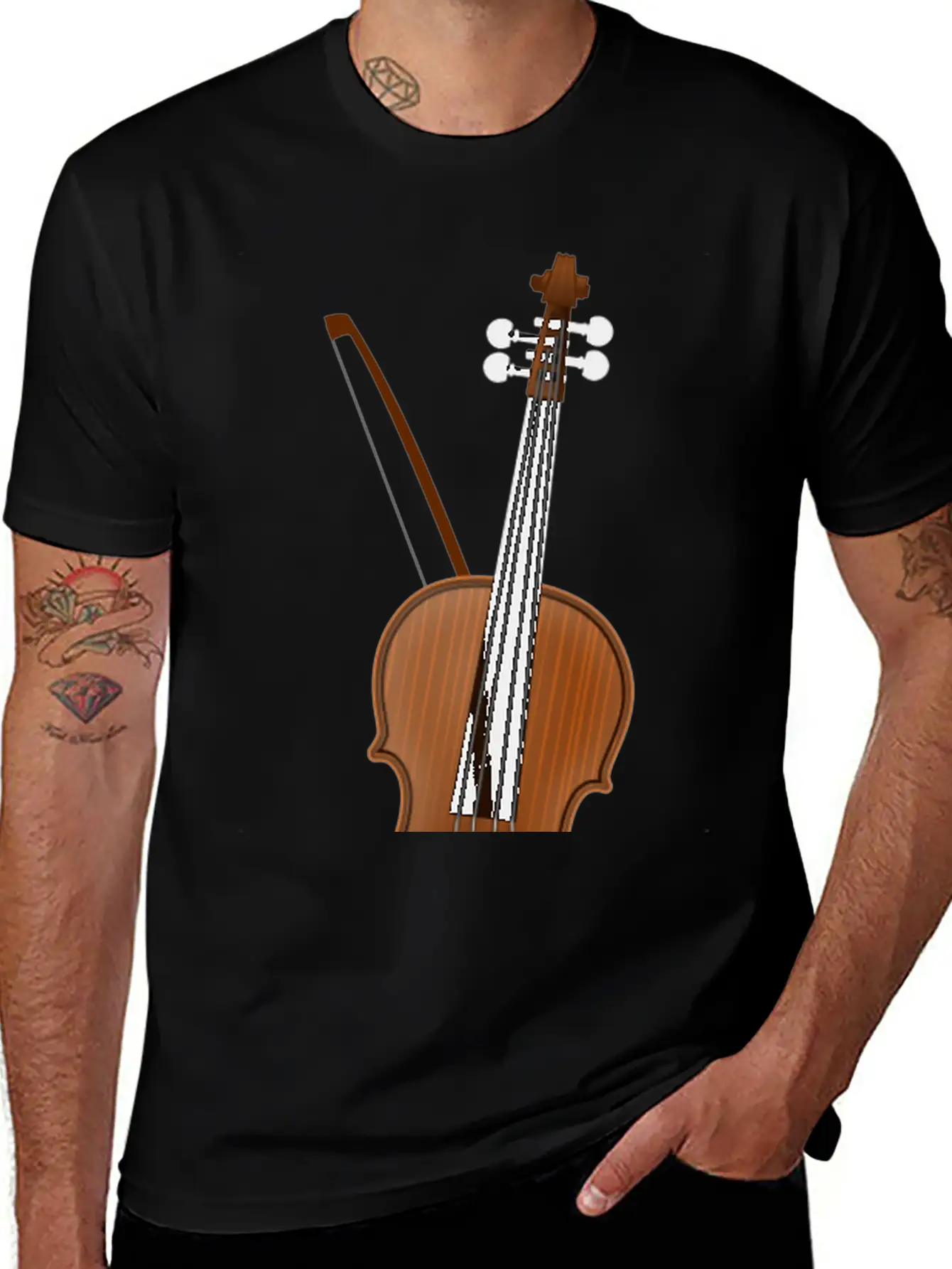 Violin Casual Graphic T-Shirt – Simple And Comfortable Daily Wear