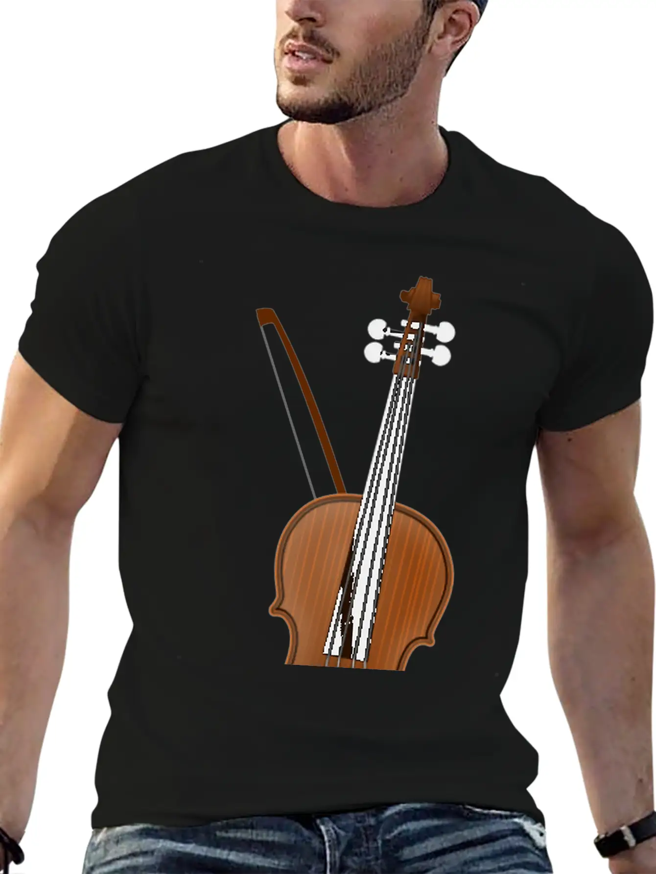 Violin Casual Graphic T-Shirt – Simple And Comfortable Daily Wear
