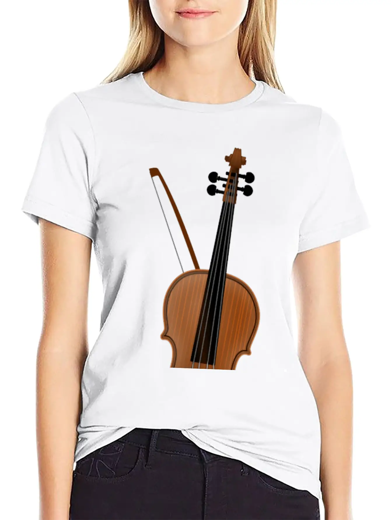 Violin Casual Graphic T-Shirt – Simple And Comfortable Daily Wear