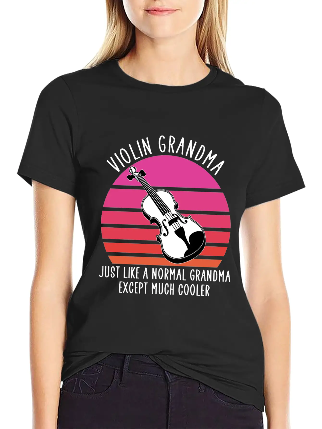 Violin Grandma Unisex Casual T-Shirt – Clean Design For Daily Comfort