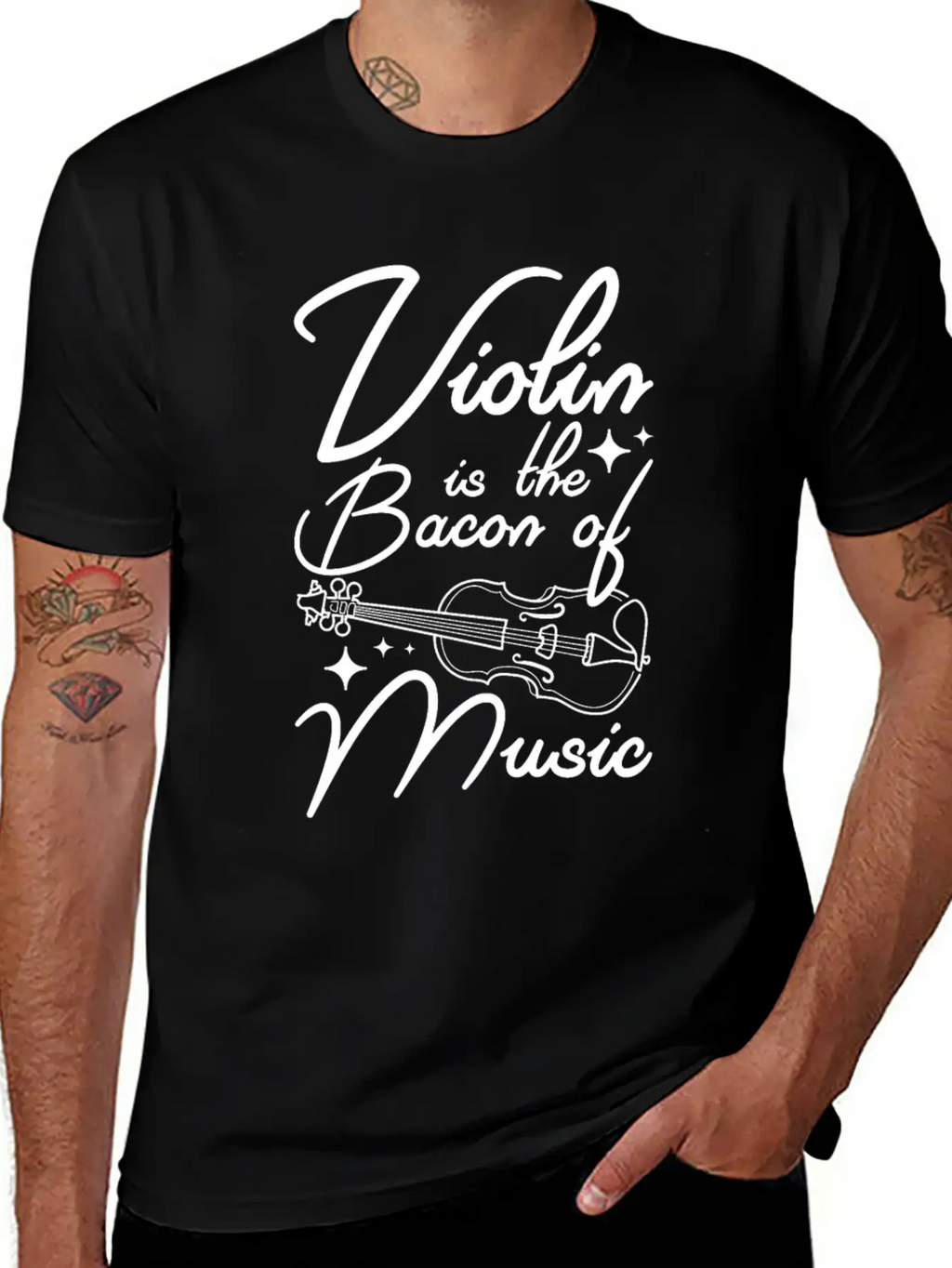 Violin Is The Bacon Of Music Casual Graphic T-Shirt – Simple And Comfortable Daily Wear