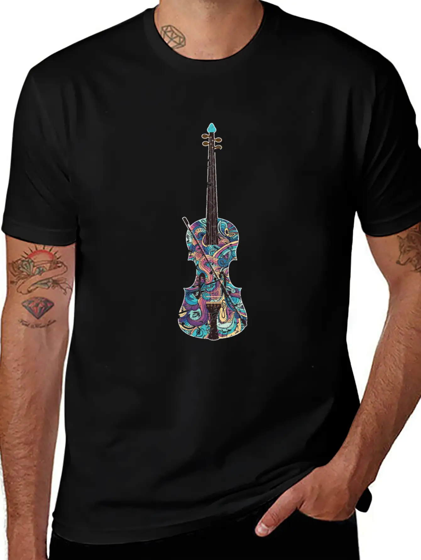 Violin Musical Instrument Unisex Short Sleeve Soft Cotton T-Shirt – Casual Everyday Wear