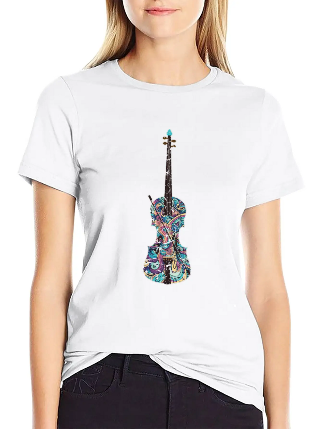 Violin Musical Instrument Unisex Short Sleeve Soft Cotton T-Shirt – Casual Everyday Wear