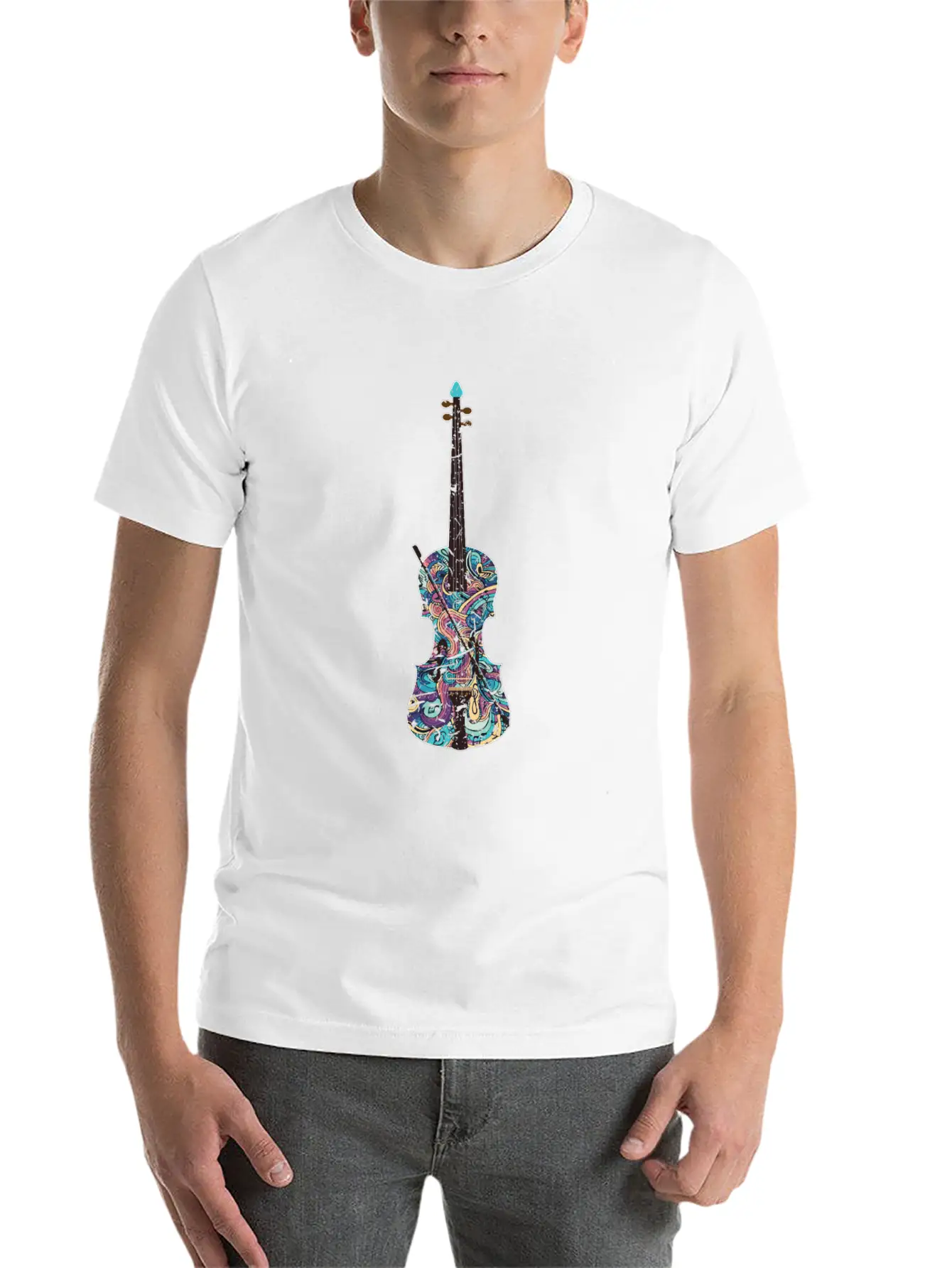 Violin Musical Instrument Unisex Short Sleeve Soft Cotton T-Shirt – Casual Everyday Wear