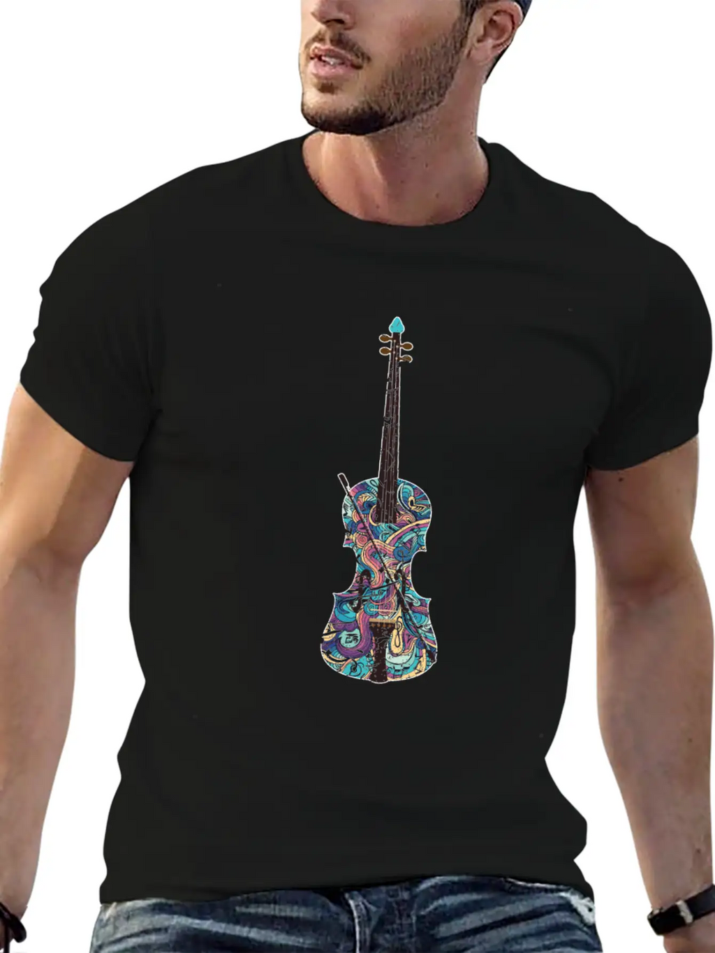 Violin Musical Instrument Unisex Short Sleeve Soft Cotton T-Shirt – Casual Everyday Wear