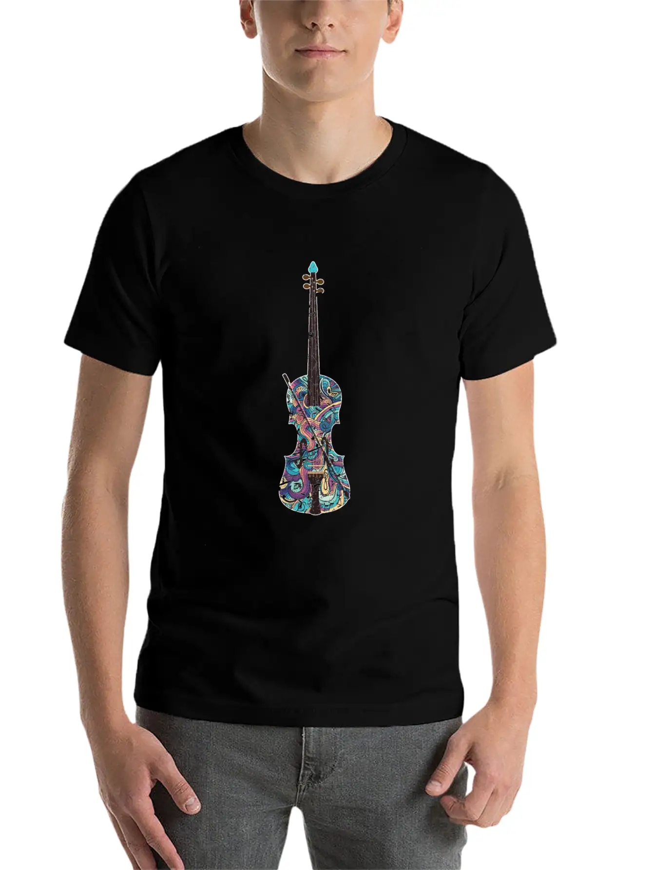 Violin Musical Instrument Unisex Short Sleeve Soft Cotton T-Shirt – Casual Everyday Wear