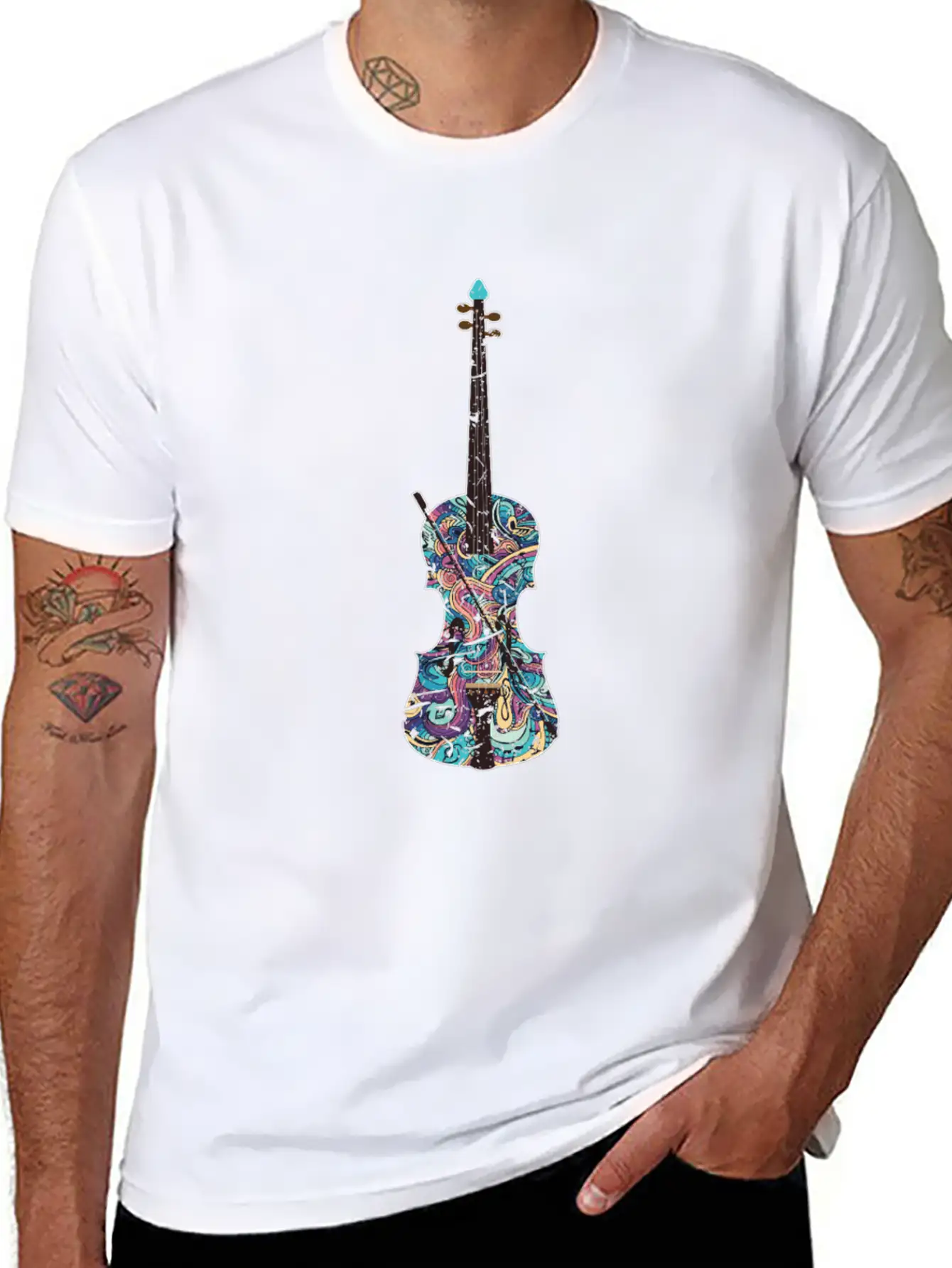 Violin Musical Instrument Unisex Short Sleeve Soft Cotton T-Shirt – Casual Everyday Wear
