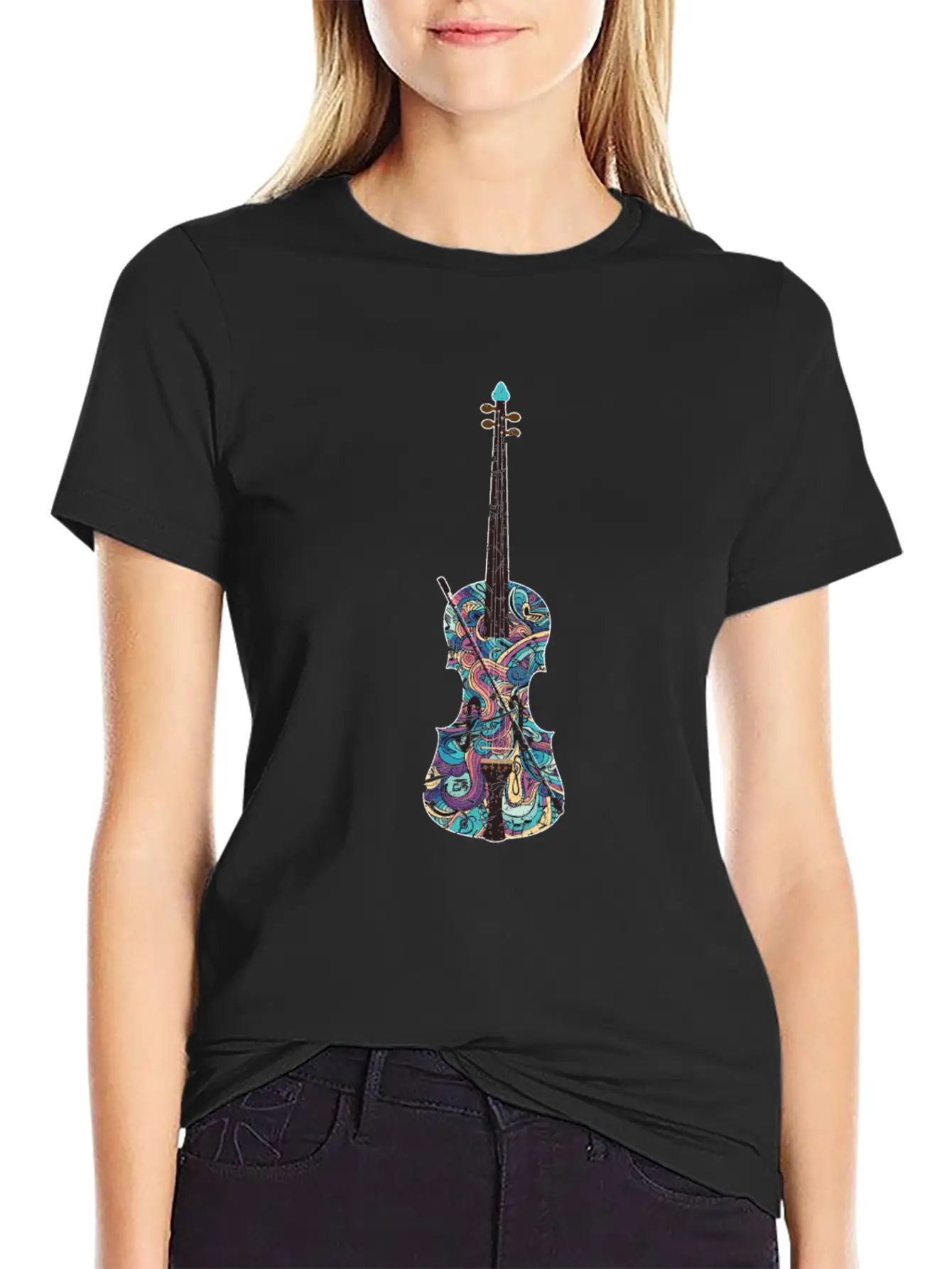 Violin Musical Instrument Unisex Short Sleeve Soft Cotton T-Shirt – Casual Everyday Wear