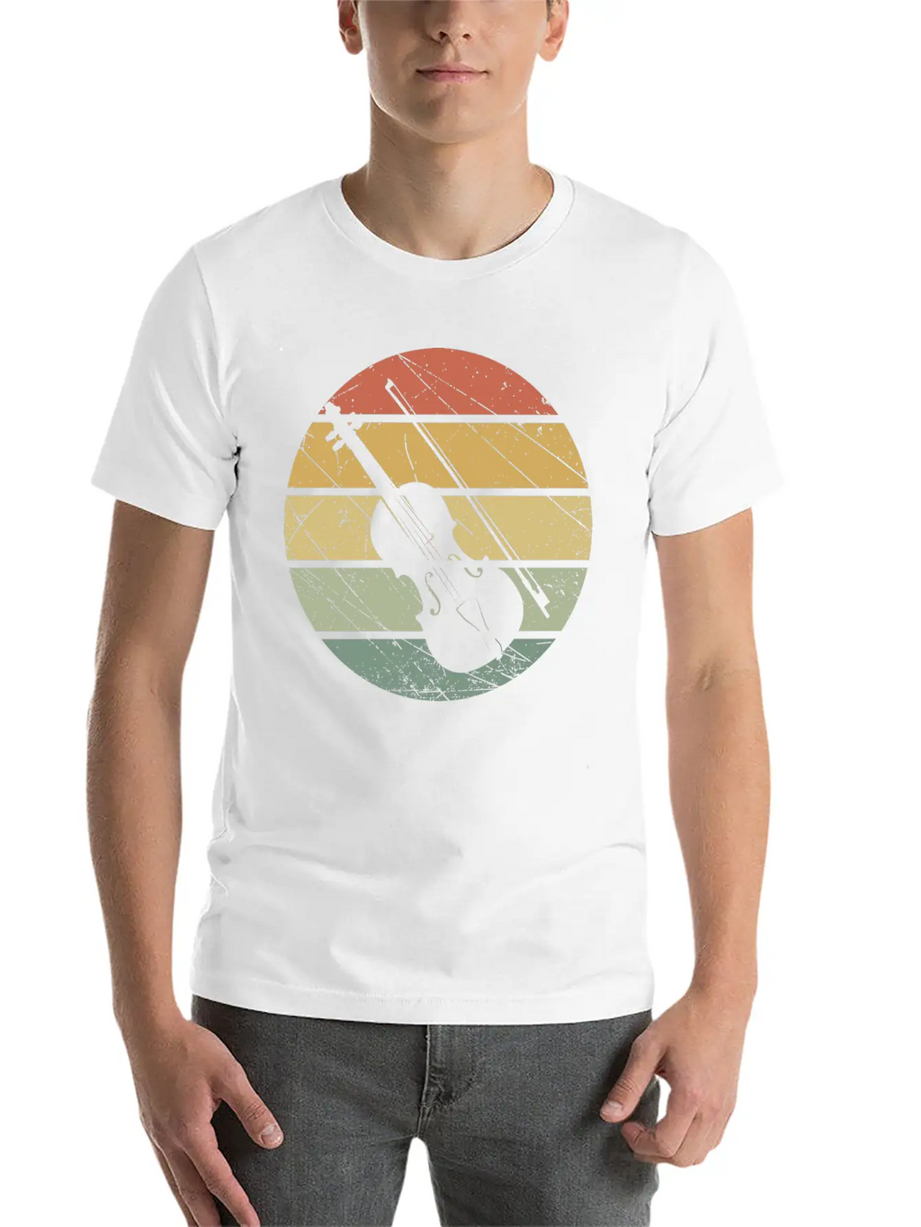Violin Retro Unisex Short Sleeve Soft Cotton T-Shirt – Casual Everyday Wear