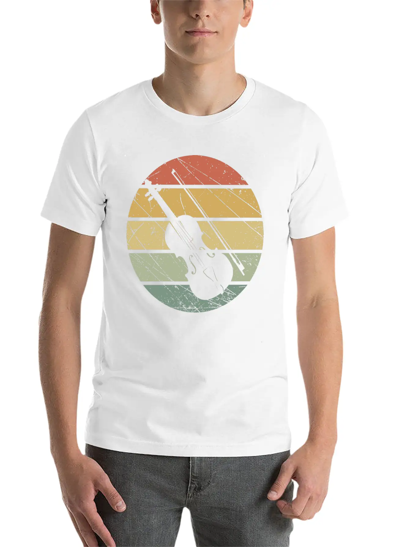 Violin Retro Unisex Short Sleeve Soft Cotton T-Shirt – Casual Everyday Wear