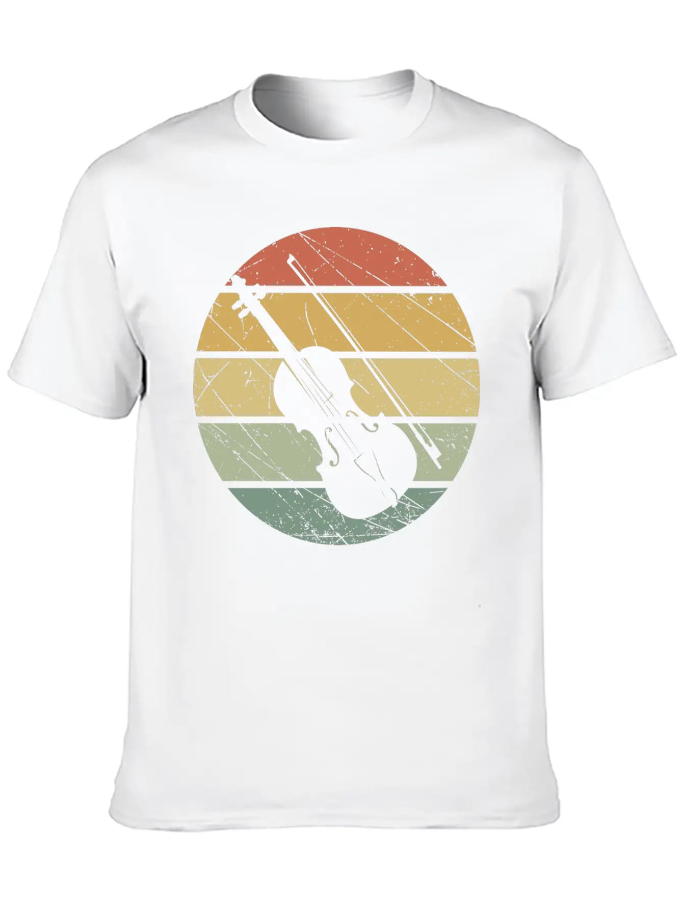 Violin Retro Unisex Short Sleeve Soft Cotton T-Shirt – Casual Everyday Wear