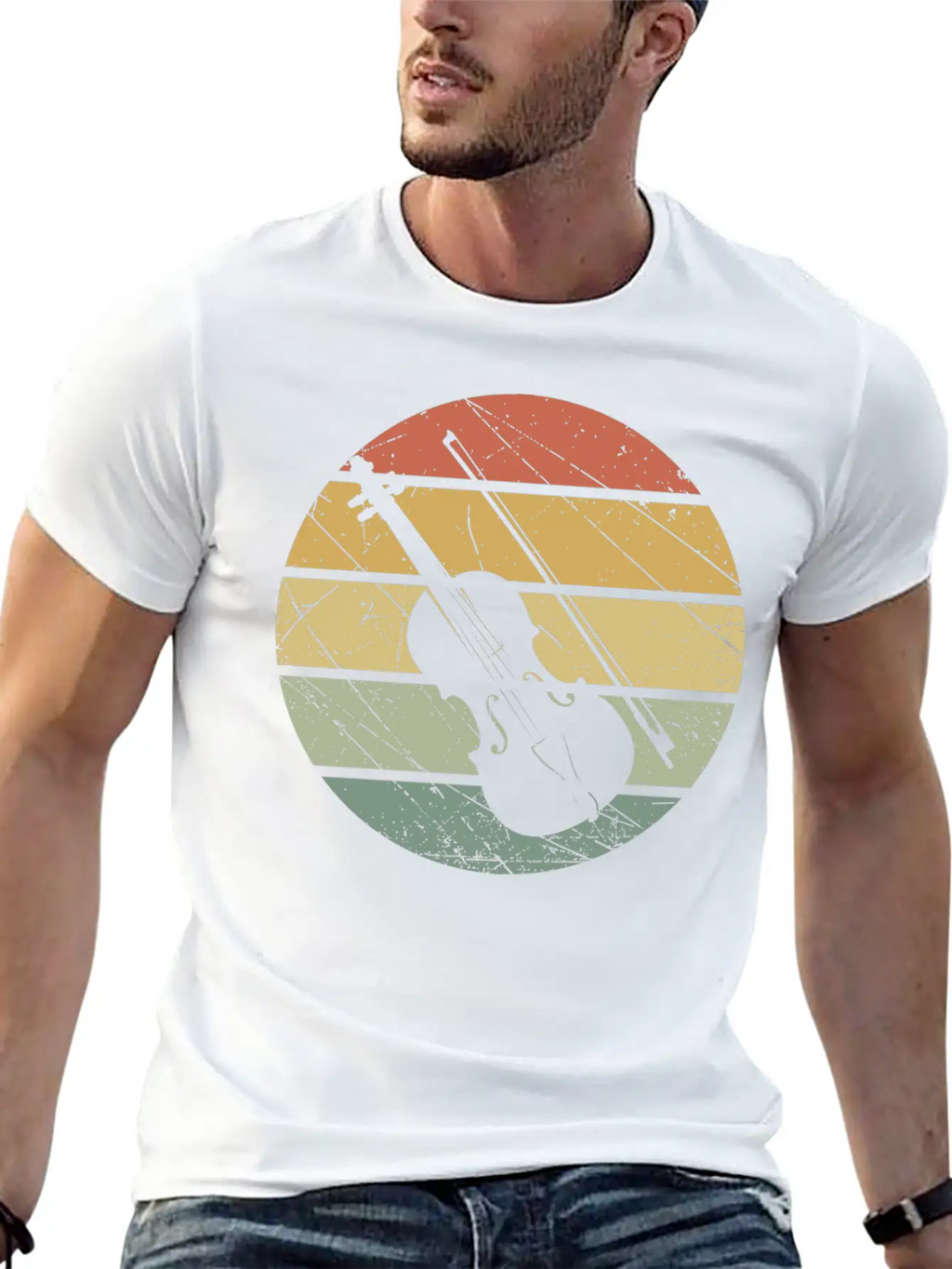Violin Retro Unisex Short Sleeve Soft Cotton T-Shirt – Casual Everyday Wear