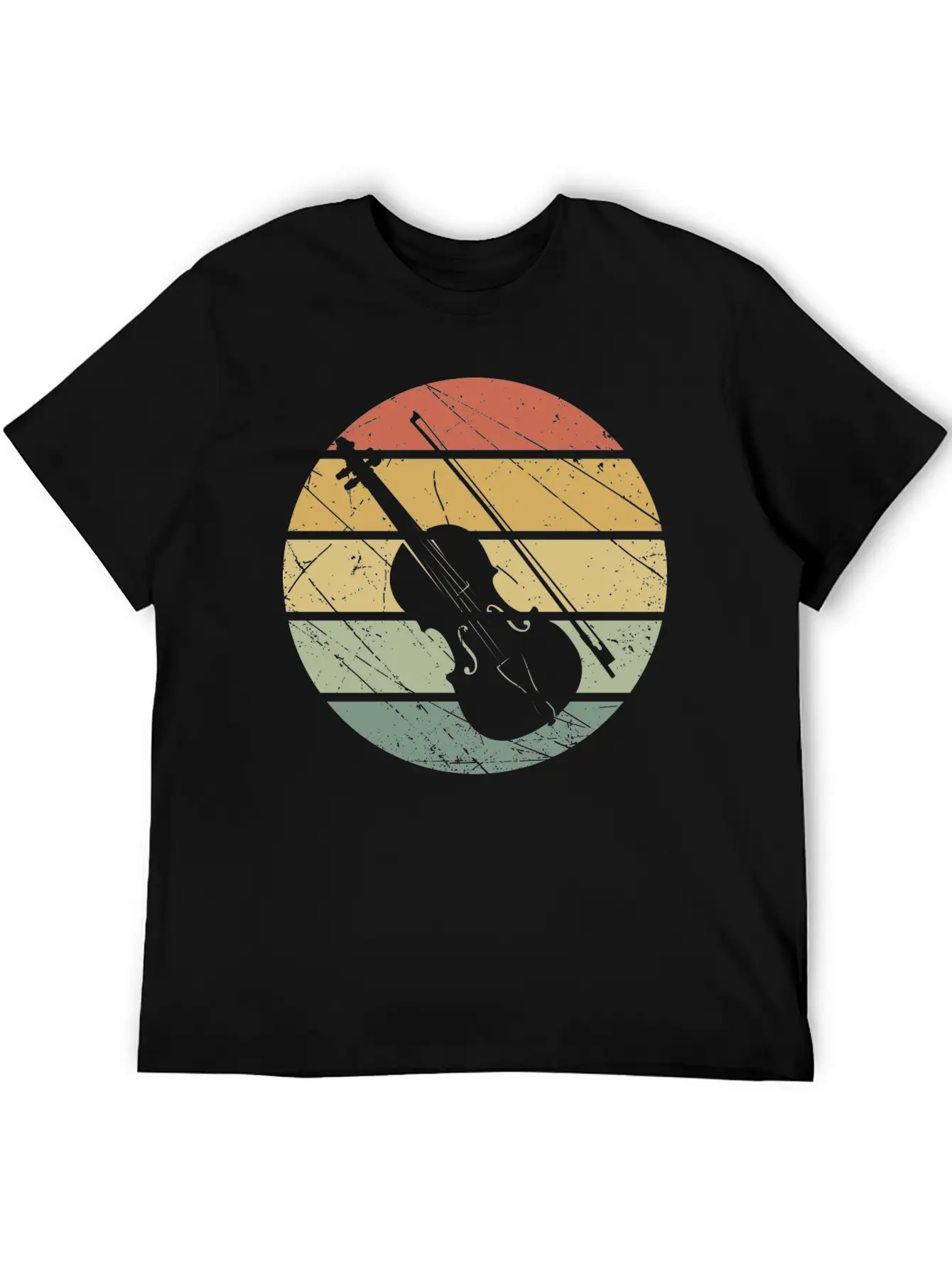 Violin Retro Unisex Short Sleeve Soft Cotton T-Shirt – Casual Everyday Wear
