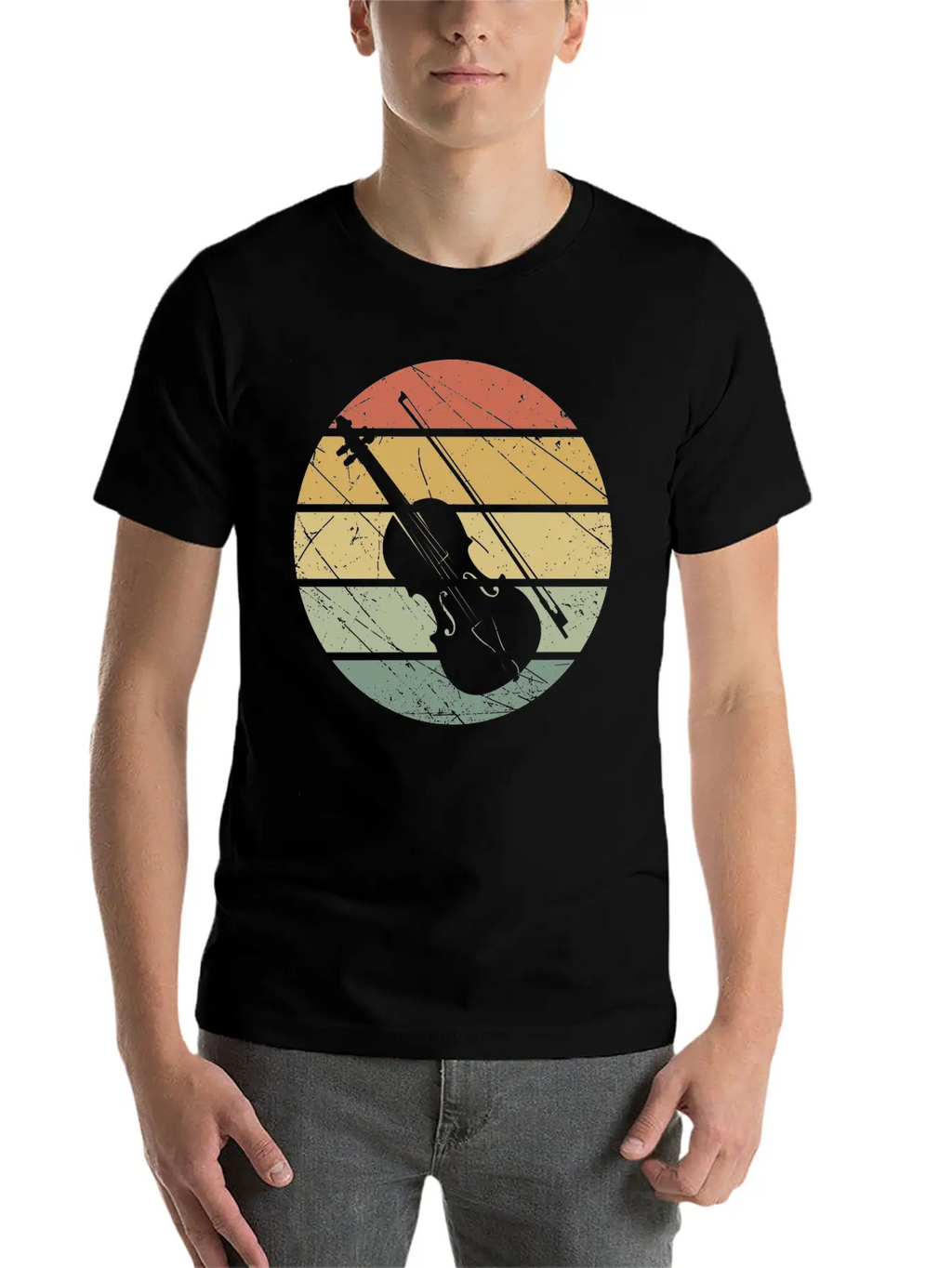 Violin Retro Unisex Short Sleeve Soft Cotton T-Shirt – Casual Everyday Wear