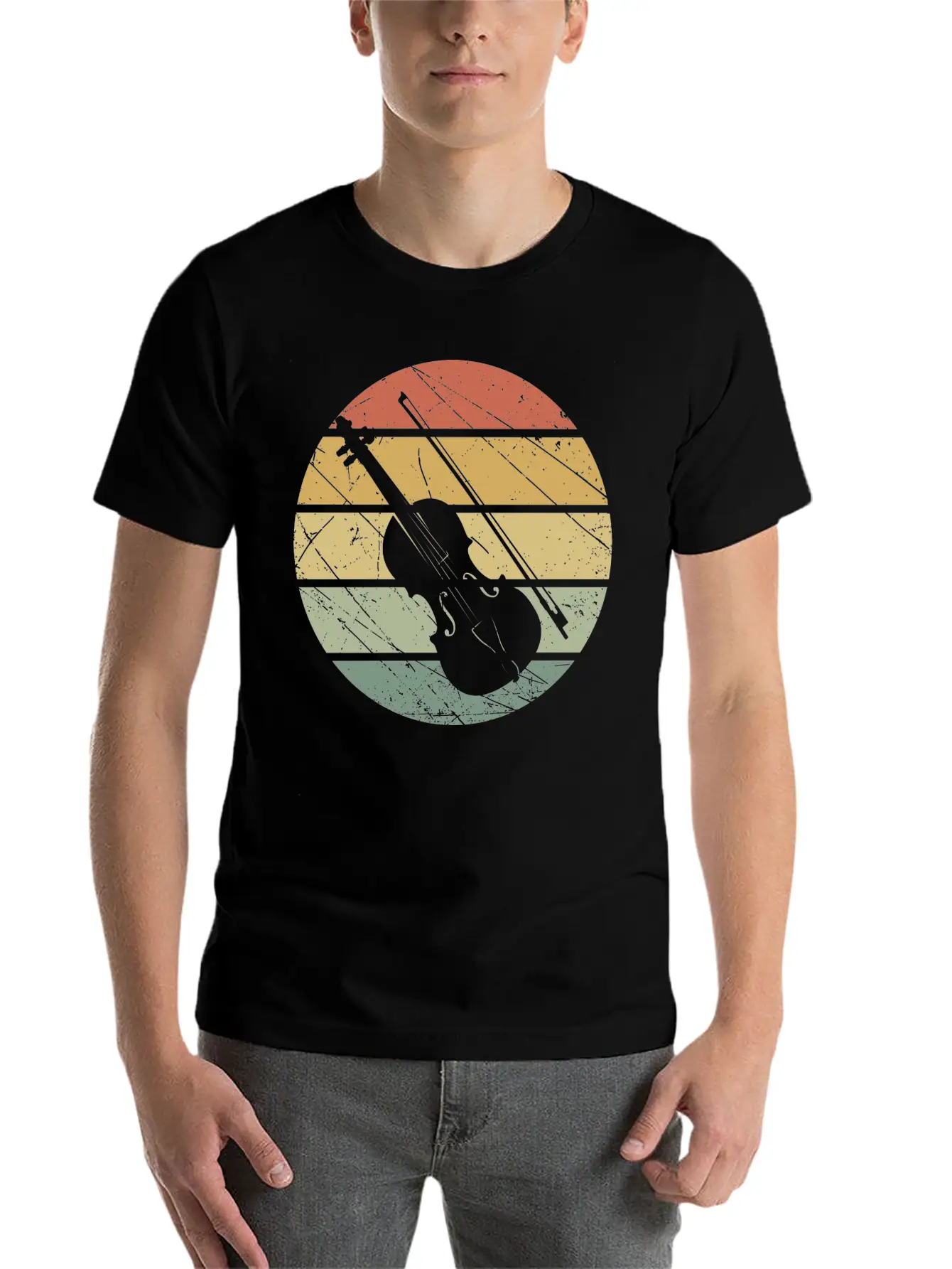 Violin Retro Unisex Short Sleeve Soft Cotton T-Shirt – Casual Everyday Wear