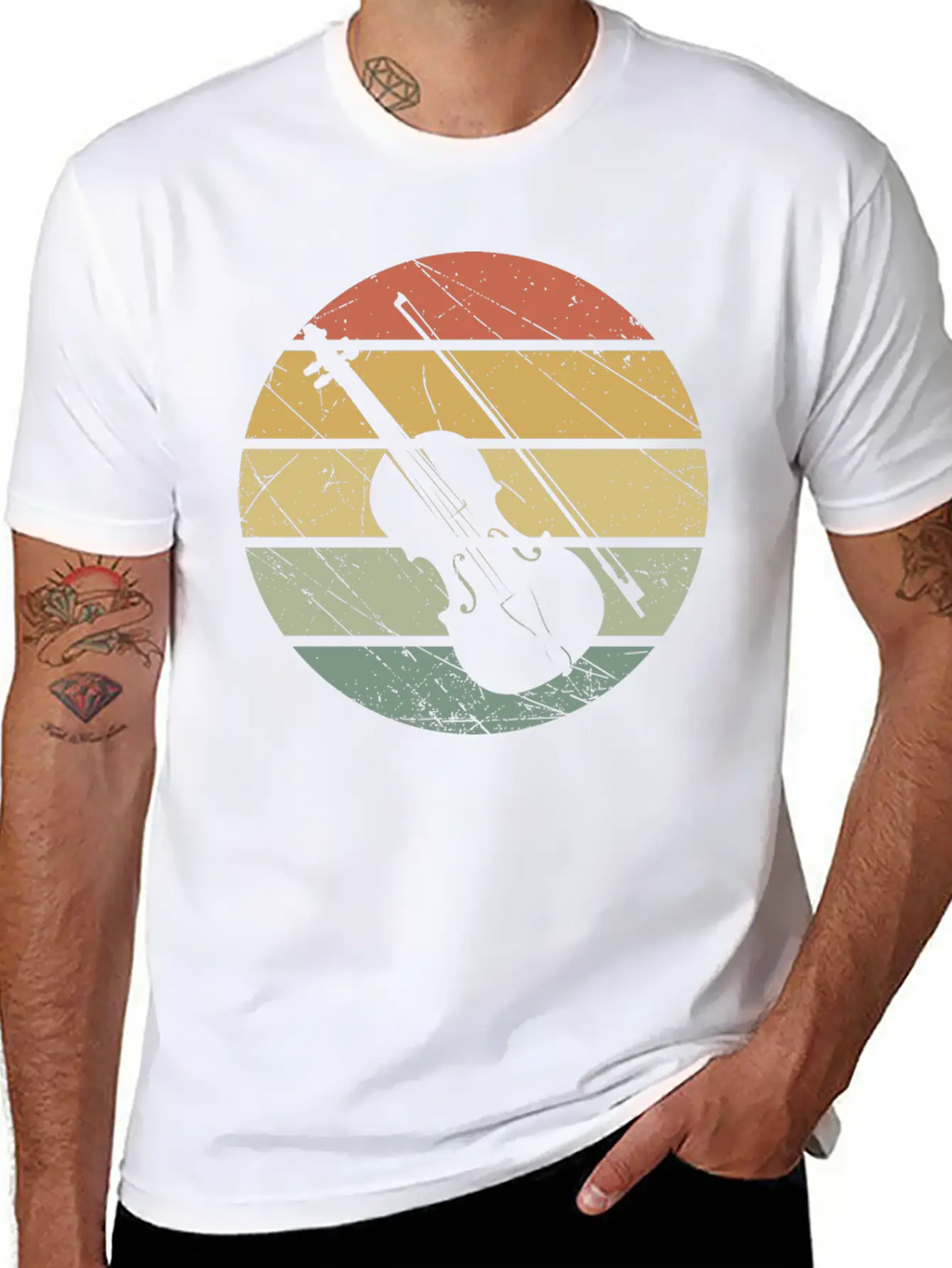 Violin Retro Unisex Short Sleeve Soft Cotton T-Shirt – Casual Everyday Wear