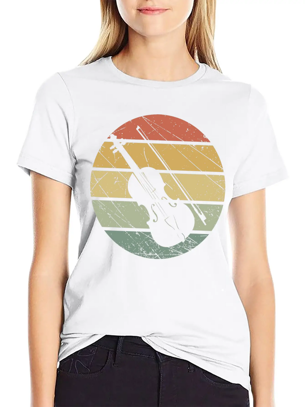 Violin Retro Unisex Short Sleeve Soft Cotton T-Shirt – Casual Everyday Wear
