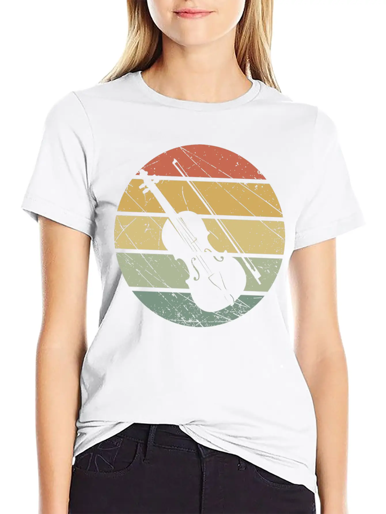 Violin Retro Unisex Short Sleeve Soft Cotton T-Shirt – Casual Everyday Wear