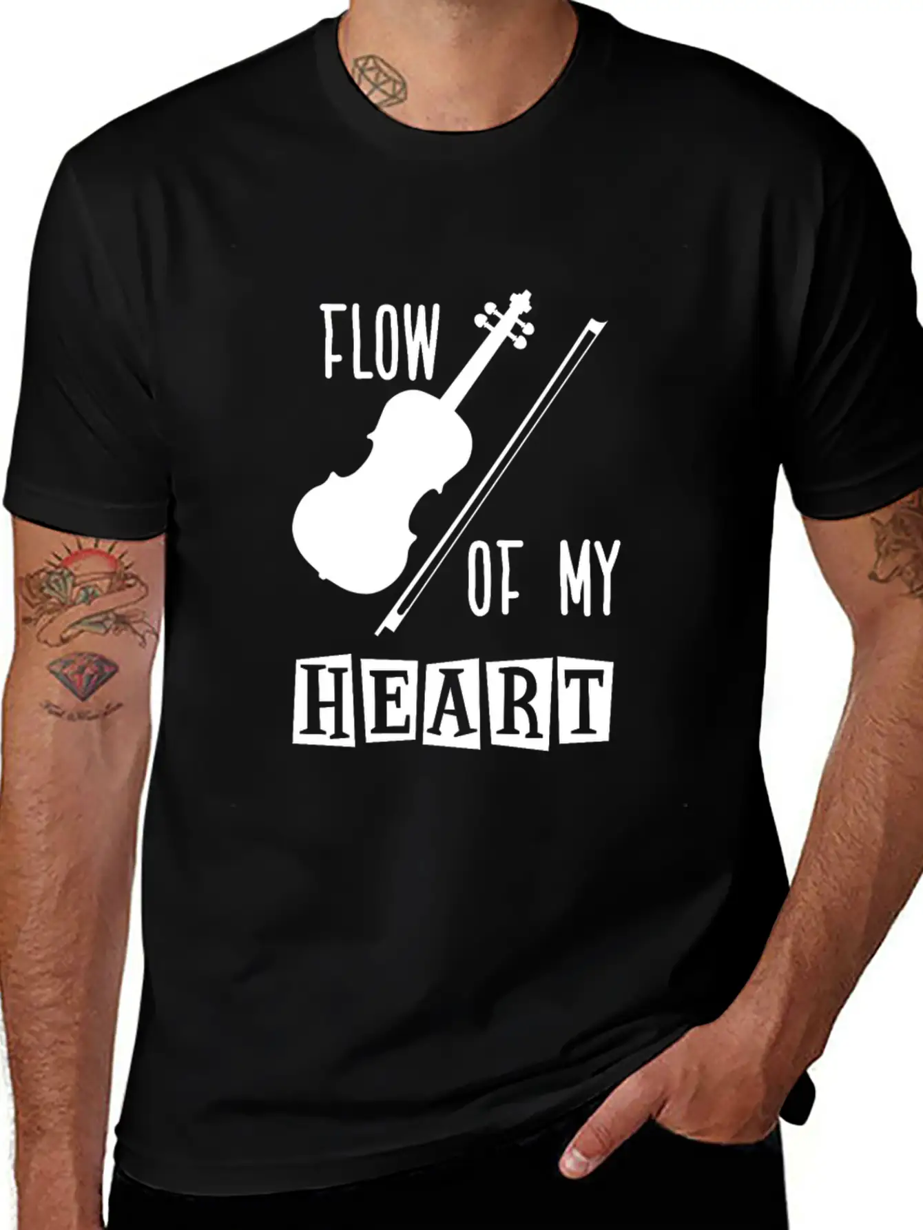 Violin Rythm In My Heart Classic Fit Graphic Tee For Daily Comfort – Unisex Cotton Shirt