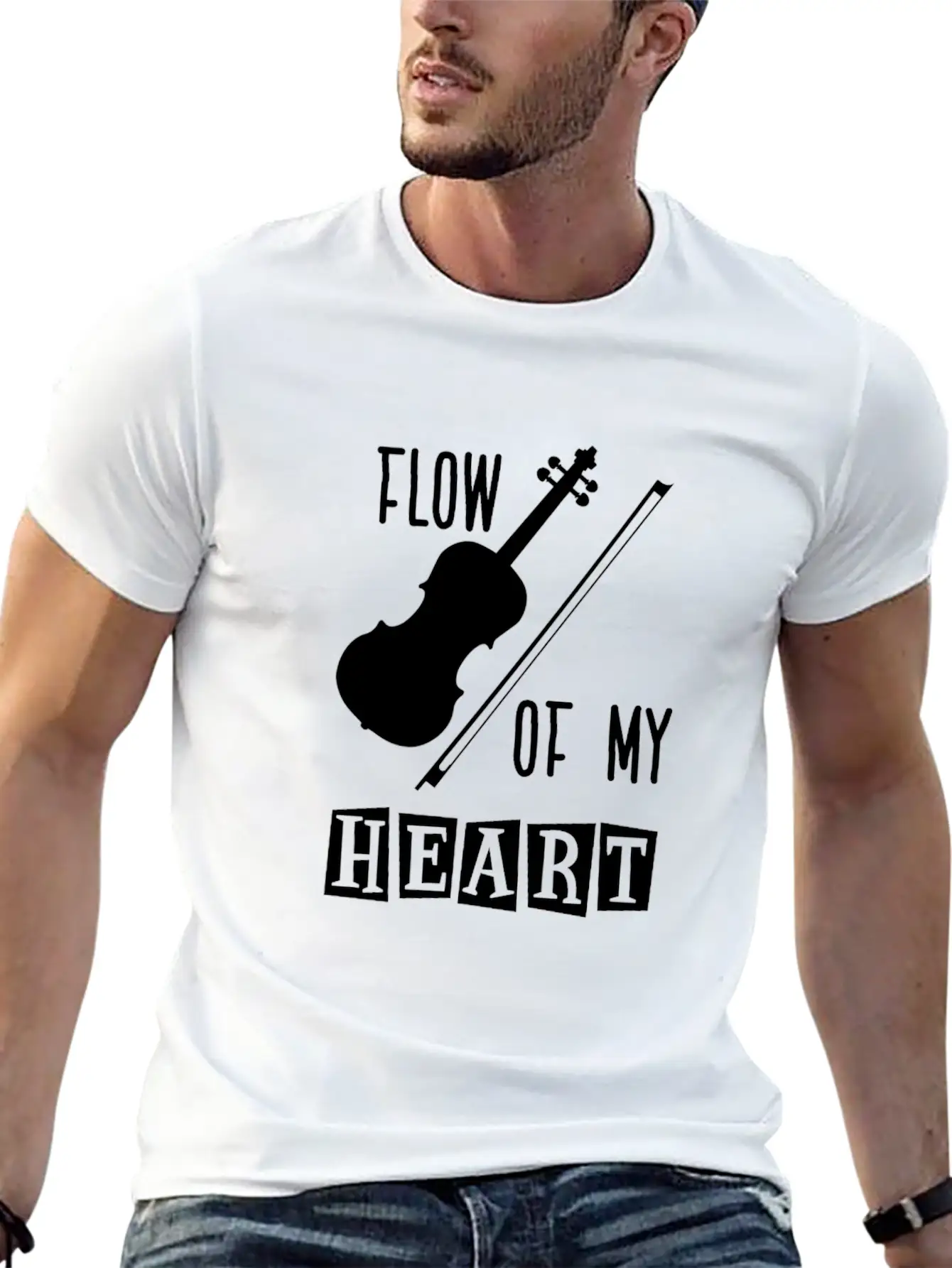 Violin Rythm In My Heart Classic Fit Graphic Tee For Daily Comfort – Unisex Cotton Shirt