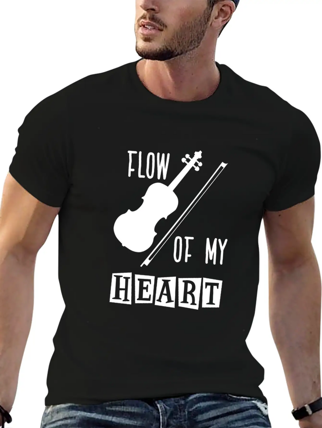 Violin Rythm In My Heart Classic Fit Graphic Tee For Daily Comfort – Unisex Cotton Shirt