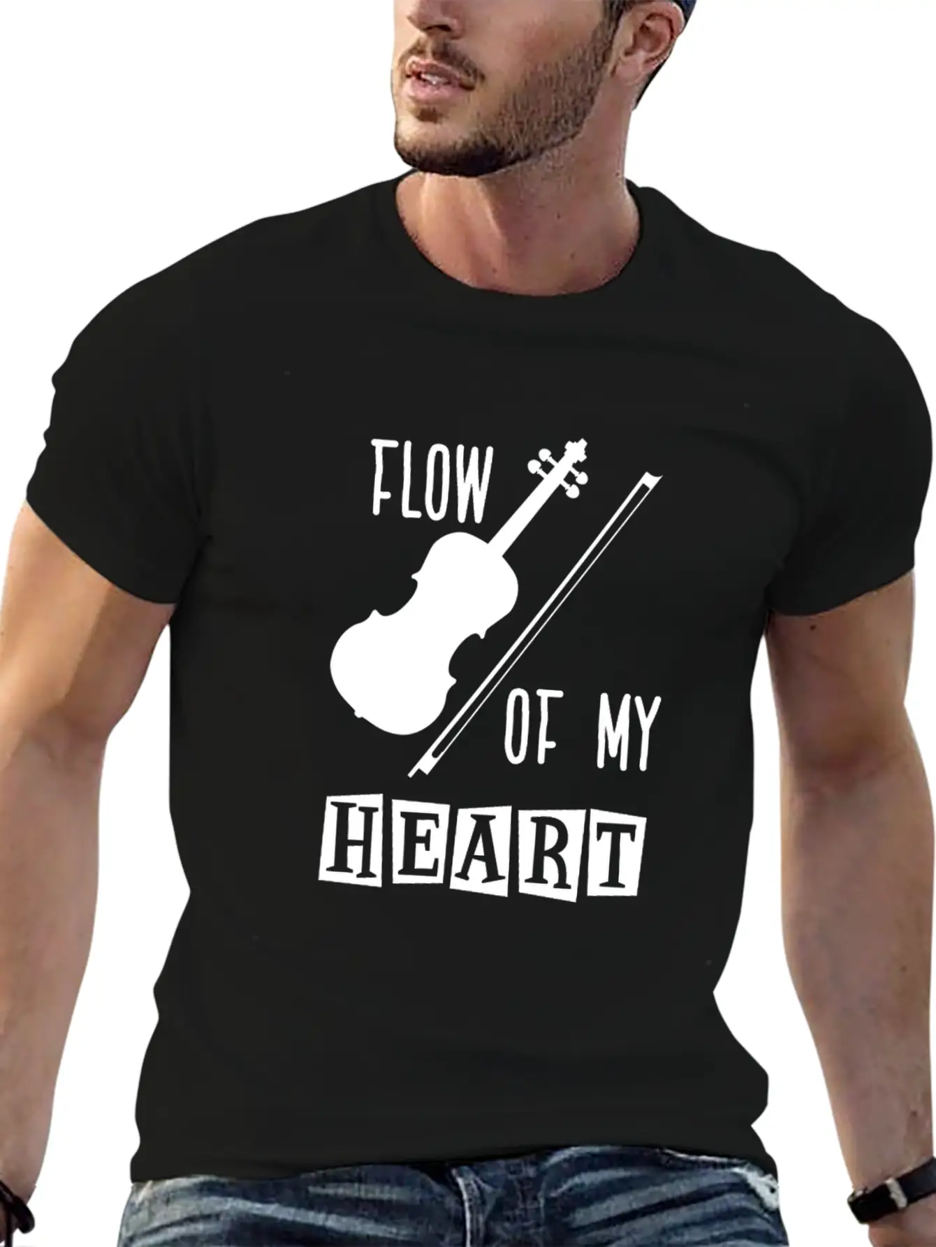 Violin Rythm In My Heart Classic Fit Graphic Tee For Daily Comfort – Unisex Cotton Shirt