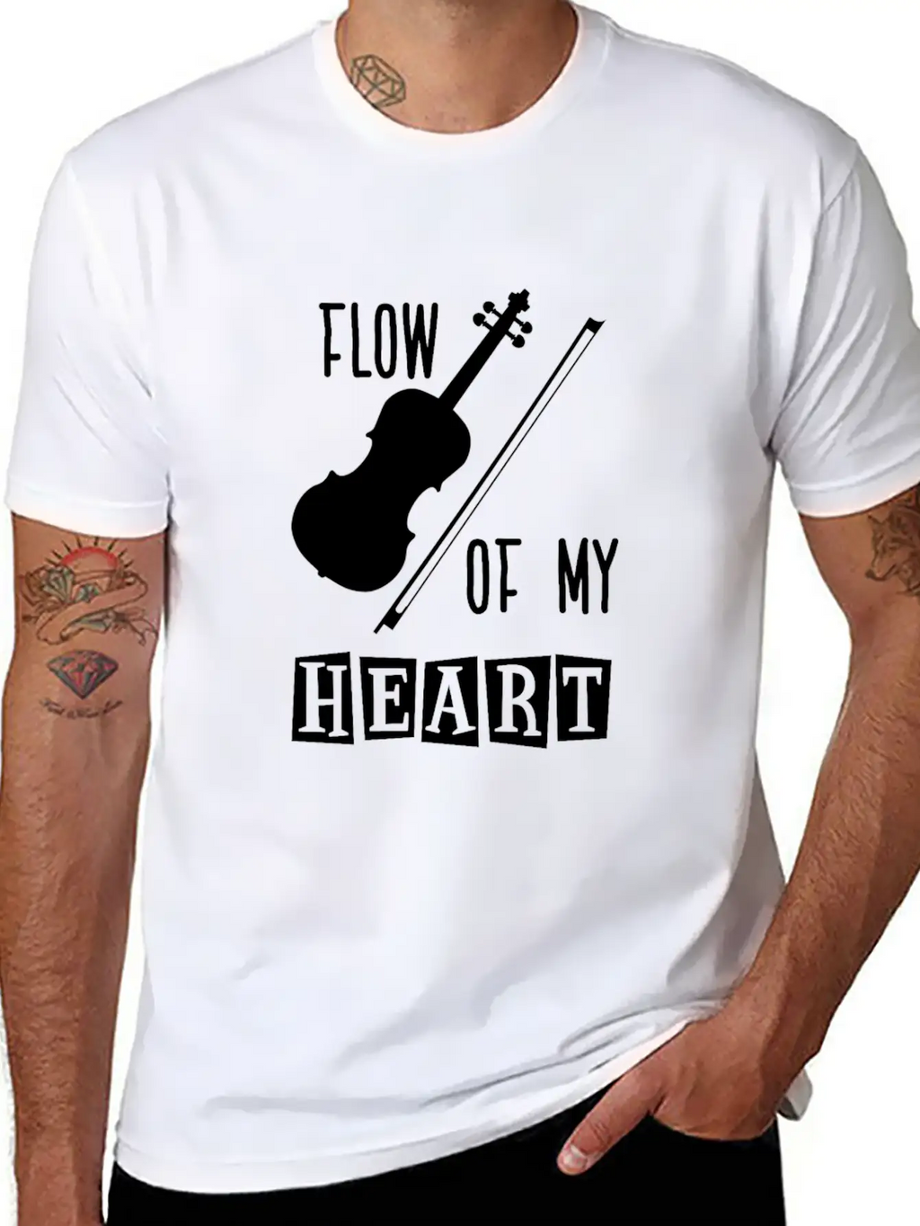 Violin Rythm In My Heart Classic Fit Graphic Tee For Daily Comfort – Unisex Cotton Shirt
