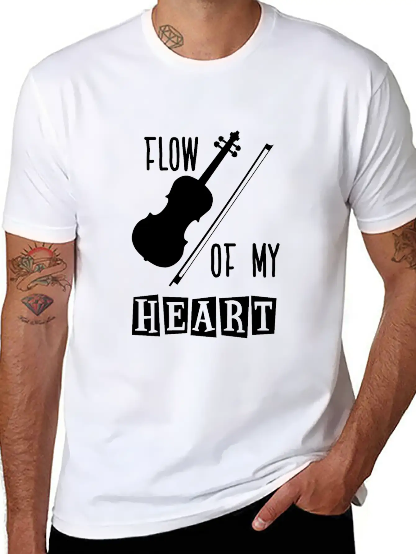 Violin Rythm In My Heart Classic Fit Graphic Tee For Daily Comfort – Unisex Cotton Shirt