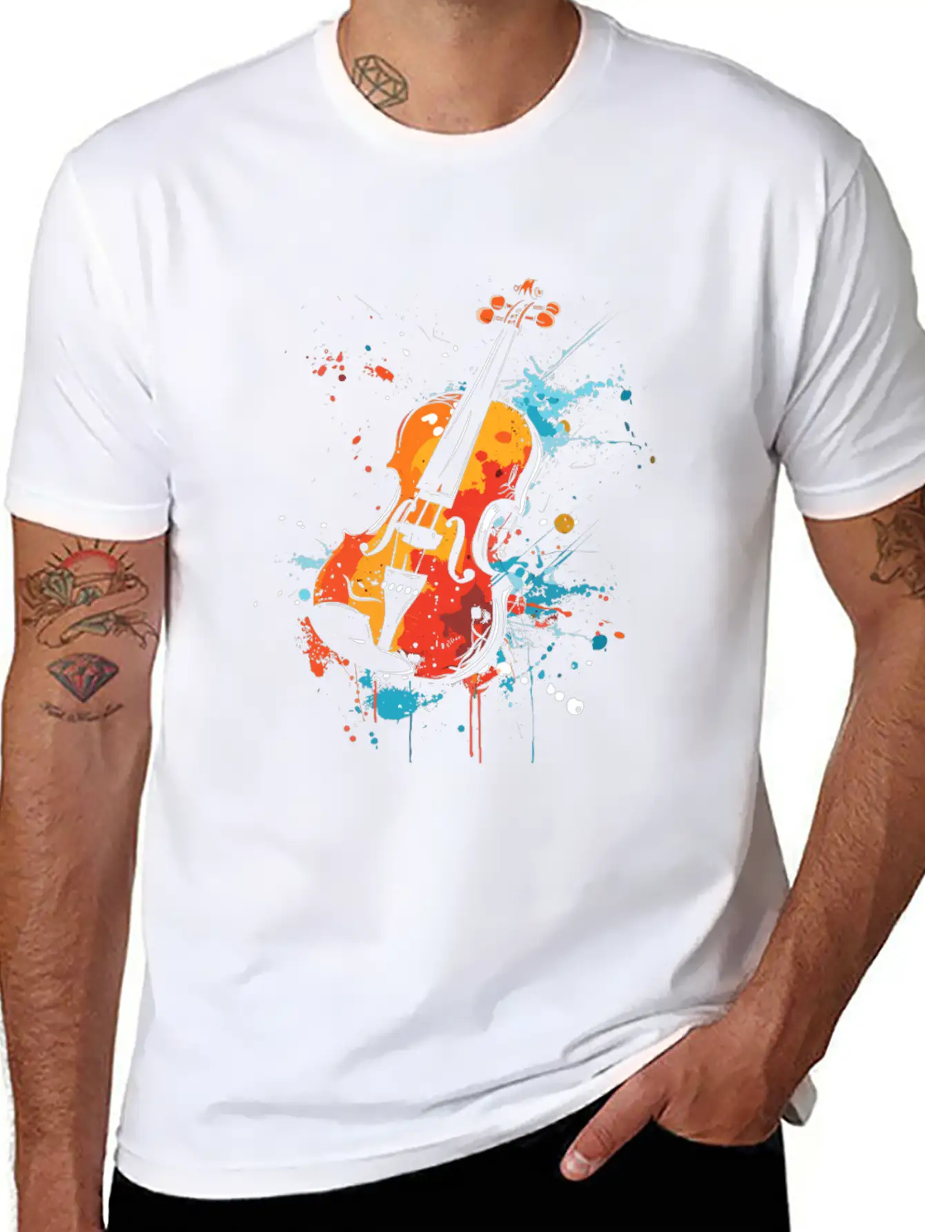 Violin Streetart Unisex Casual T-Shirt – Clean Design For Daily Comfort