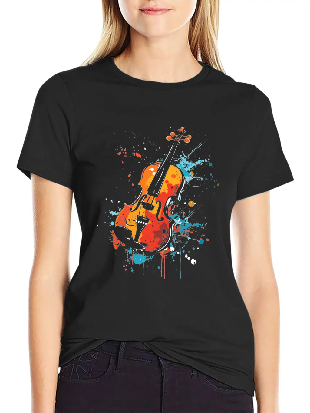 Violin Streetart Unisex Casual T-Shirt – Clean Design For Daily Comfort