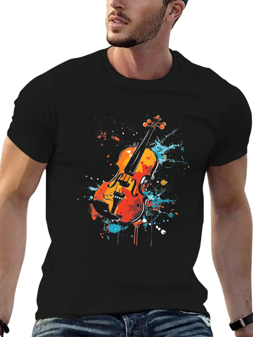Violin Streetart Unisex Casual T-Shirt – Clean Design For Daily Comfort