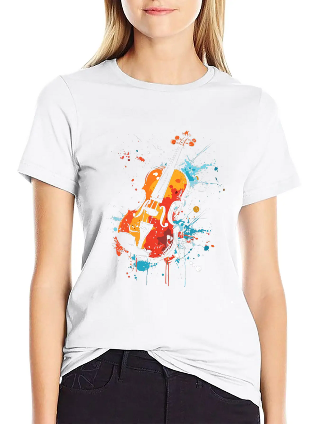 Violin Streetart Unisex Casual T-Shirt – Clean Design For Daily Comfort