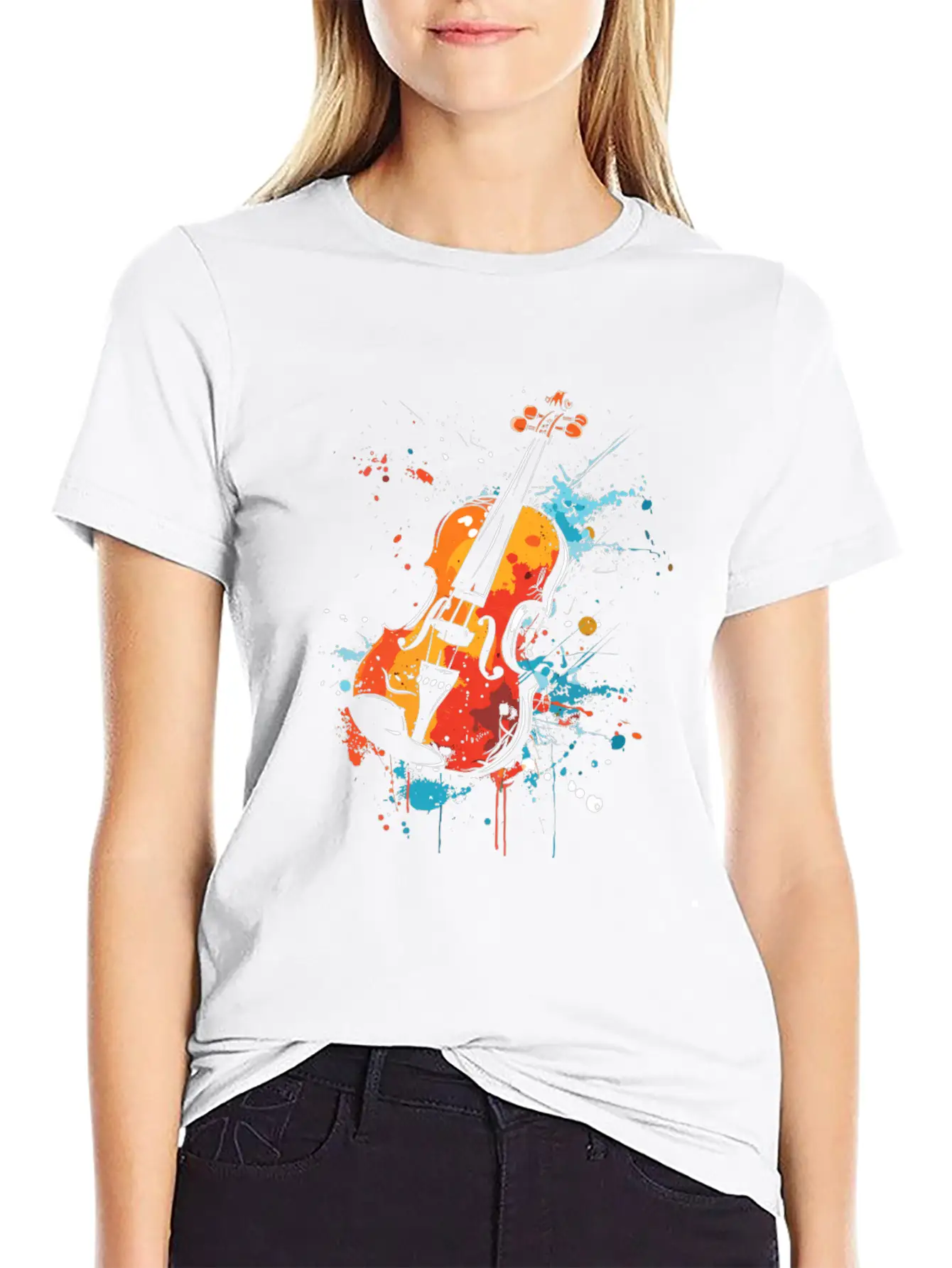Violin Streetart Unisex Casual T-Shirt – Clean Design For Daily Comfort