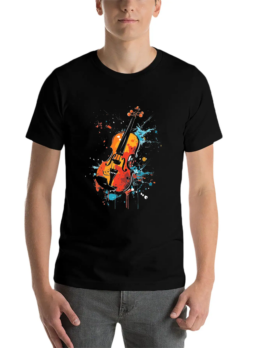 Violin Streetart Unisex Casual T-Shirt – Clean Design For Daily Comfort