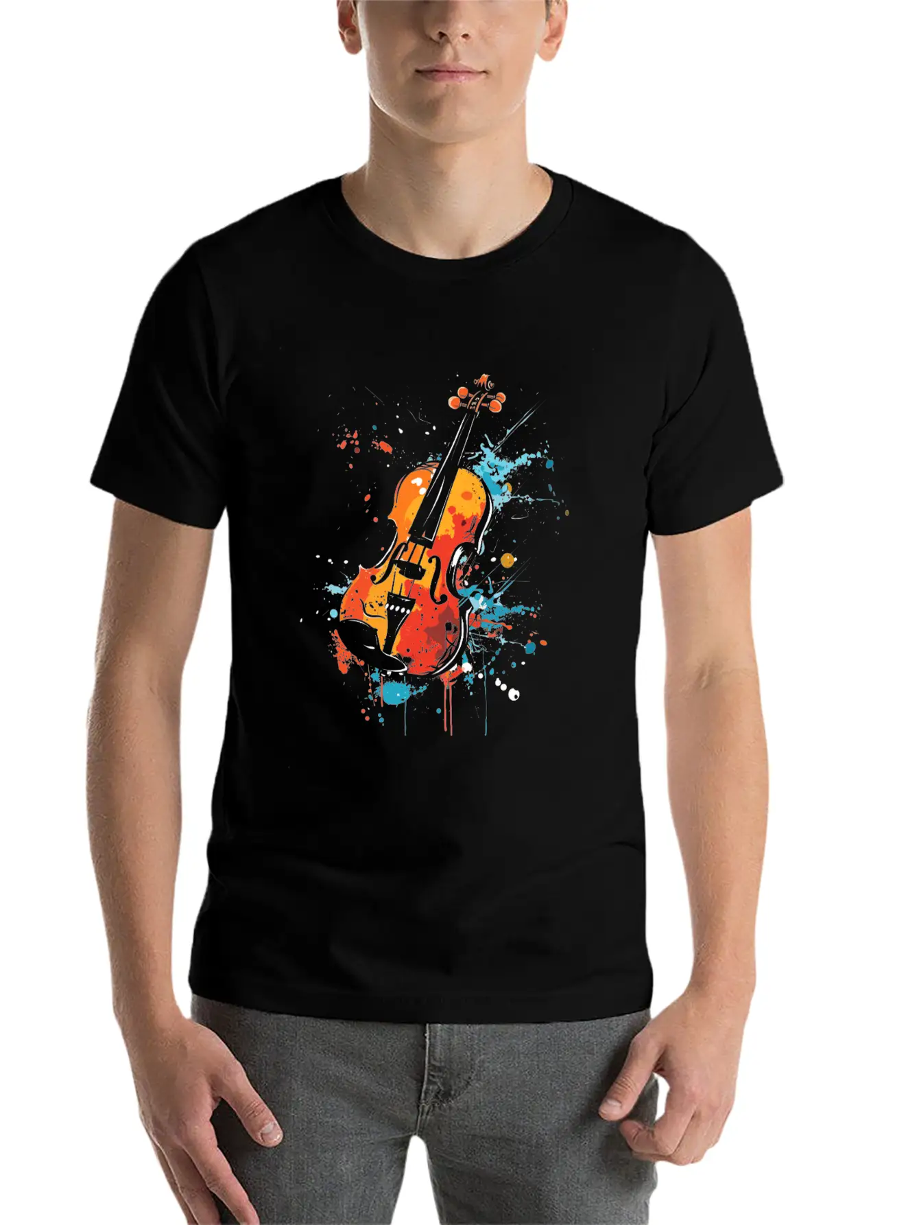 Violin Streetart Unisex Casual T-Shirt – Clean Design For Daily Comfort