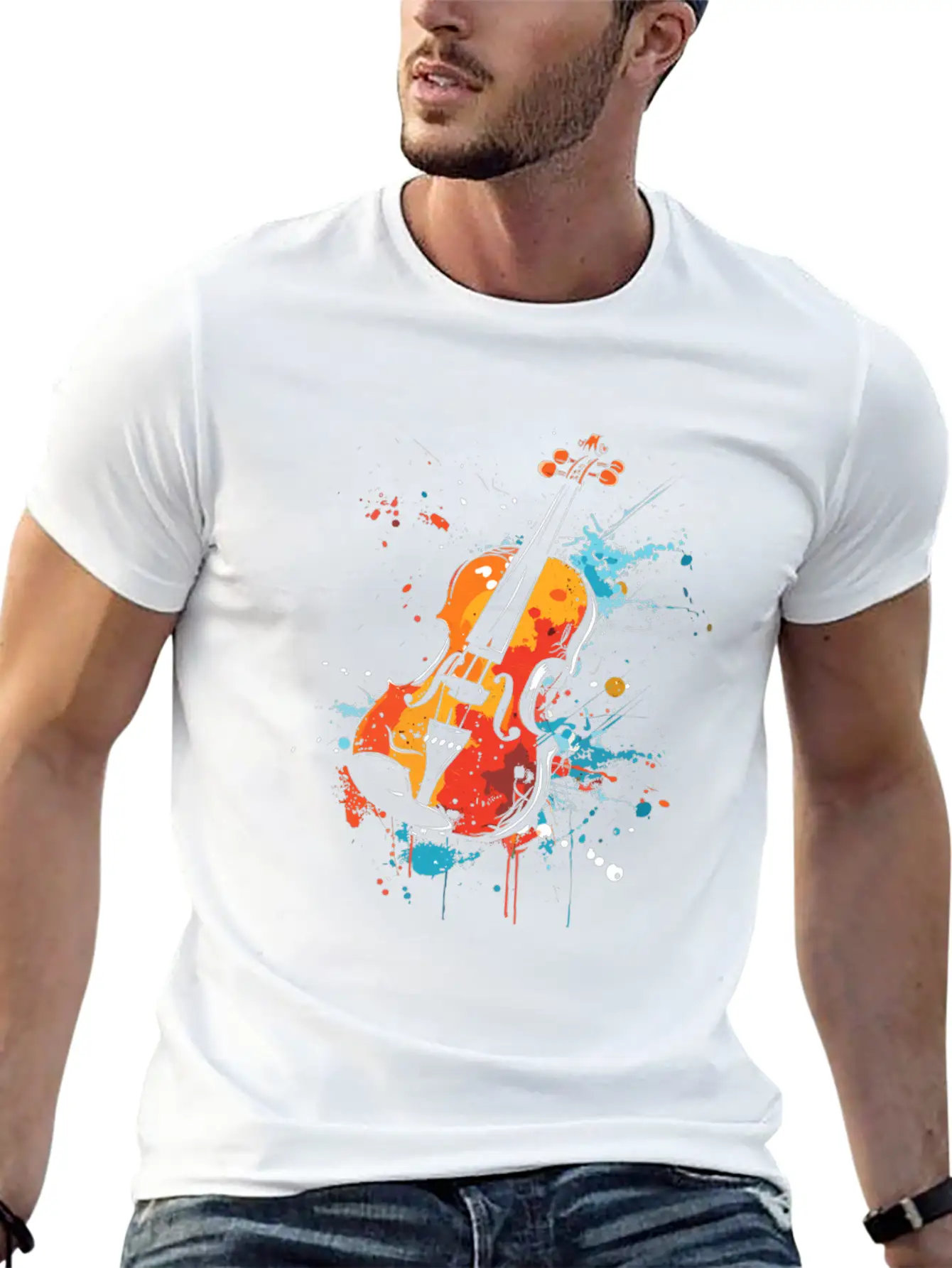 Violin Streetart Unisex Casual T-Shirt – Clean Design For Daily Comfort