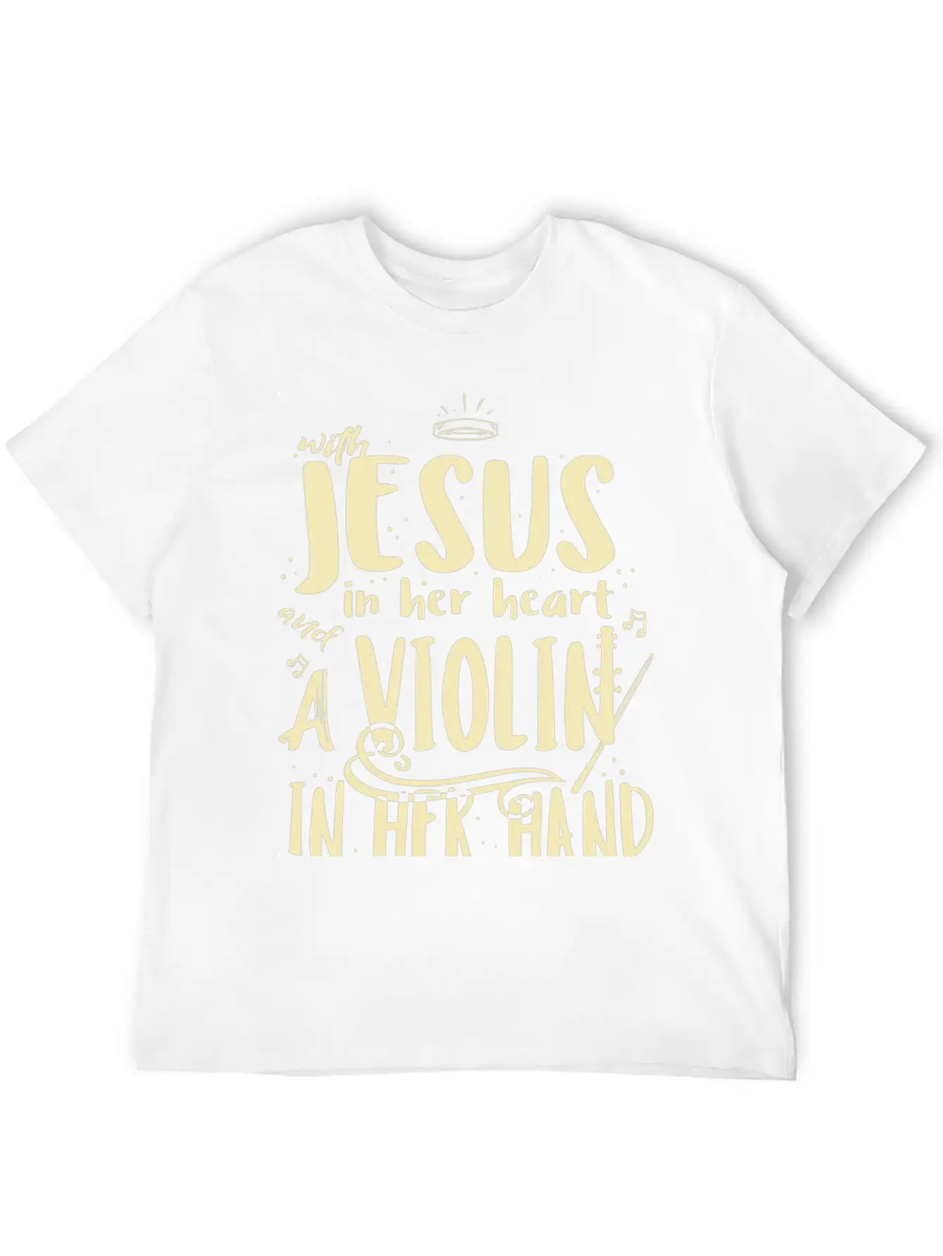 Violin Teacher Player With Jesus In Her Heart Stylish Everyday T-Shirt – Unisex Basic Cotton Tee