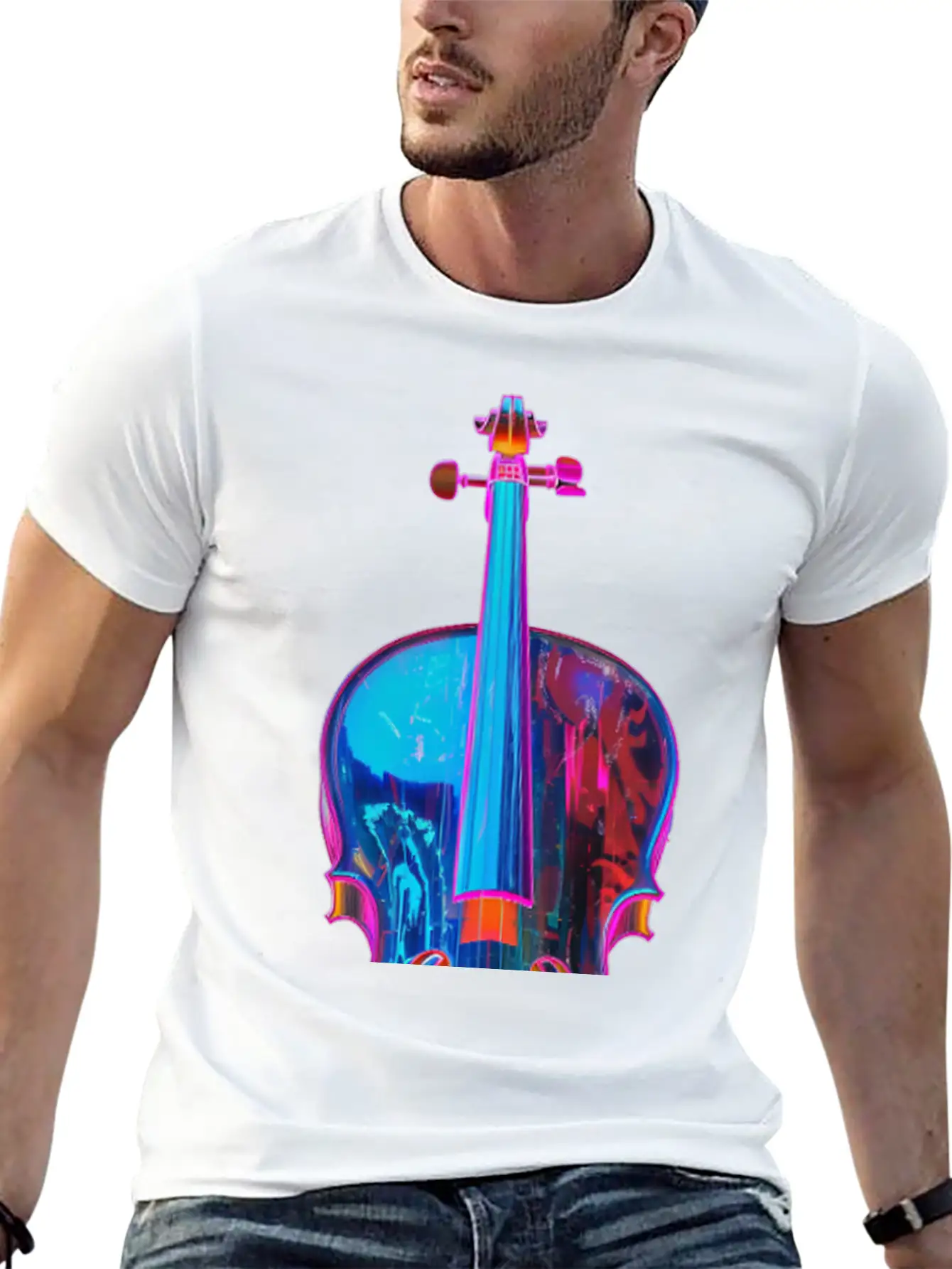 Violin Unisex Short Sleeve Soft Cotton T-Shirt – Casual Everyday Wear