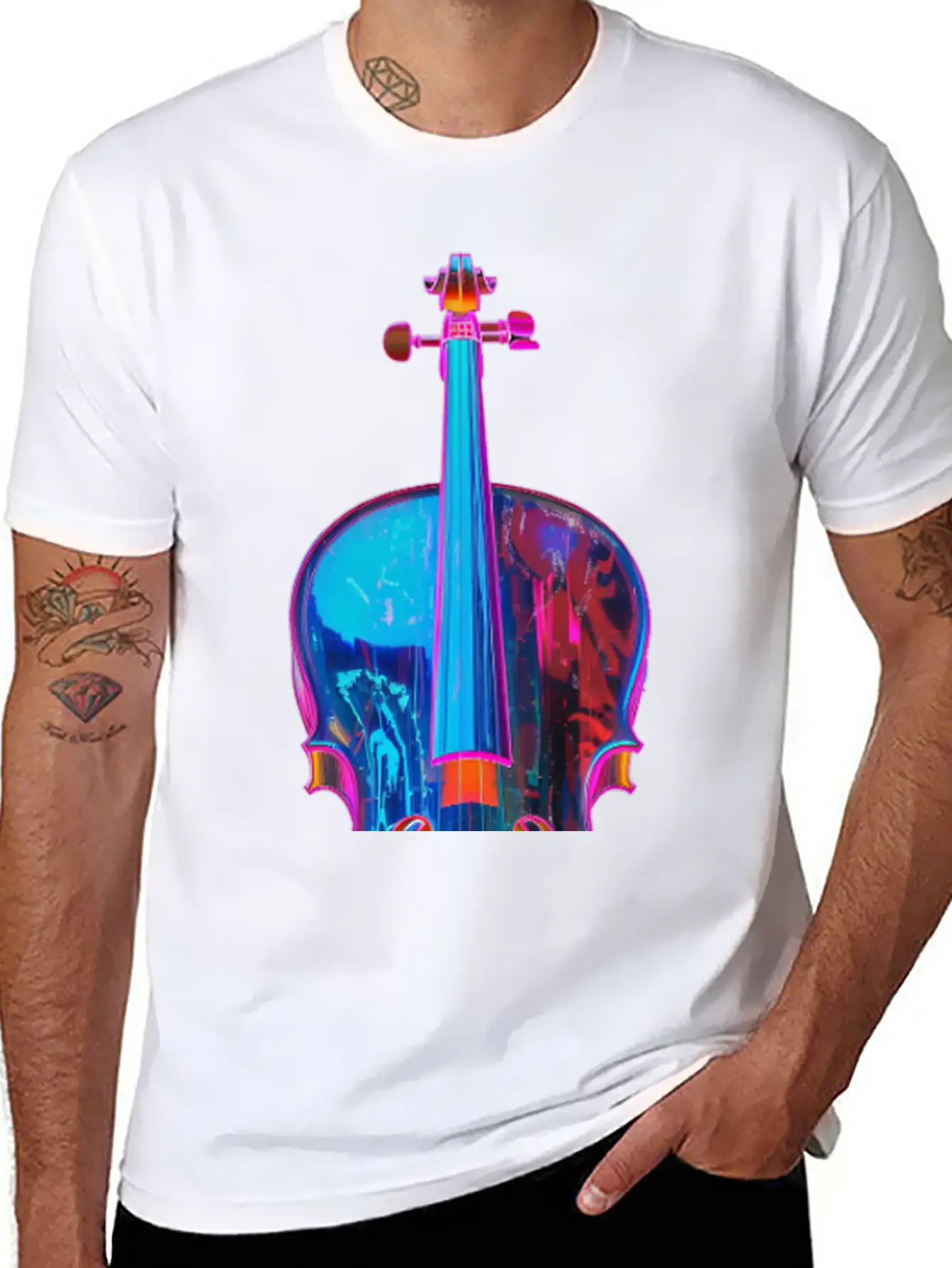 Violin Unisex Short Sleeve Soft Cotton T-Shirt – Casual Everyday Wear