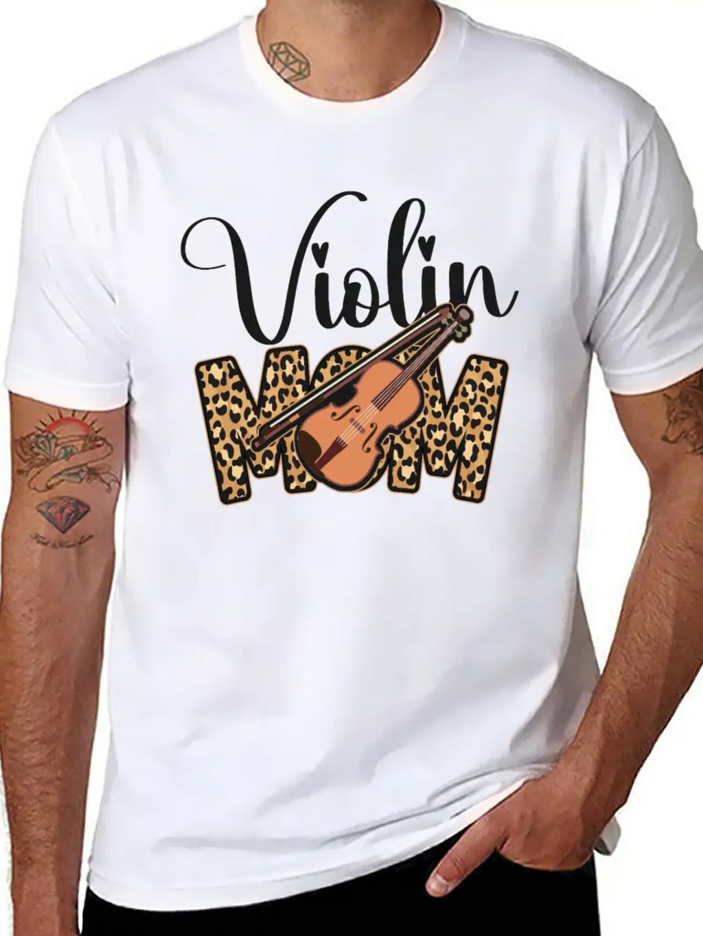 Violin Violinist Mom Cheetah Classic Fit Graphic Tee For Daily Comfort – Unisex Cotton Shirt